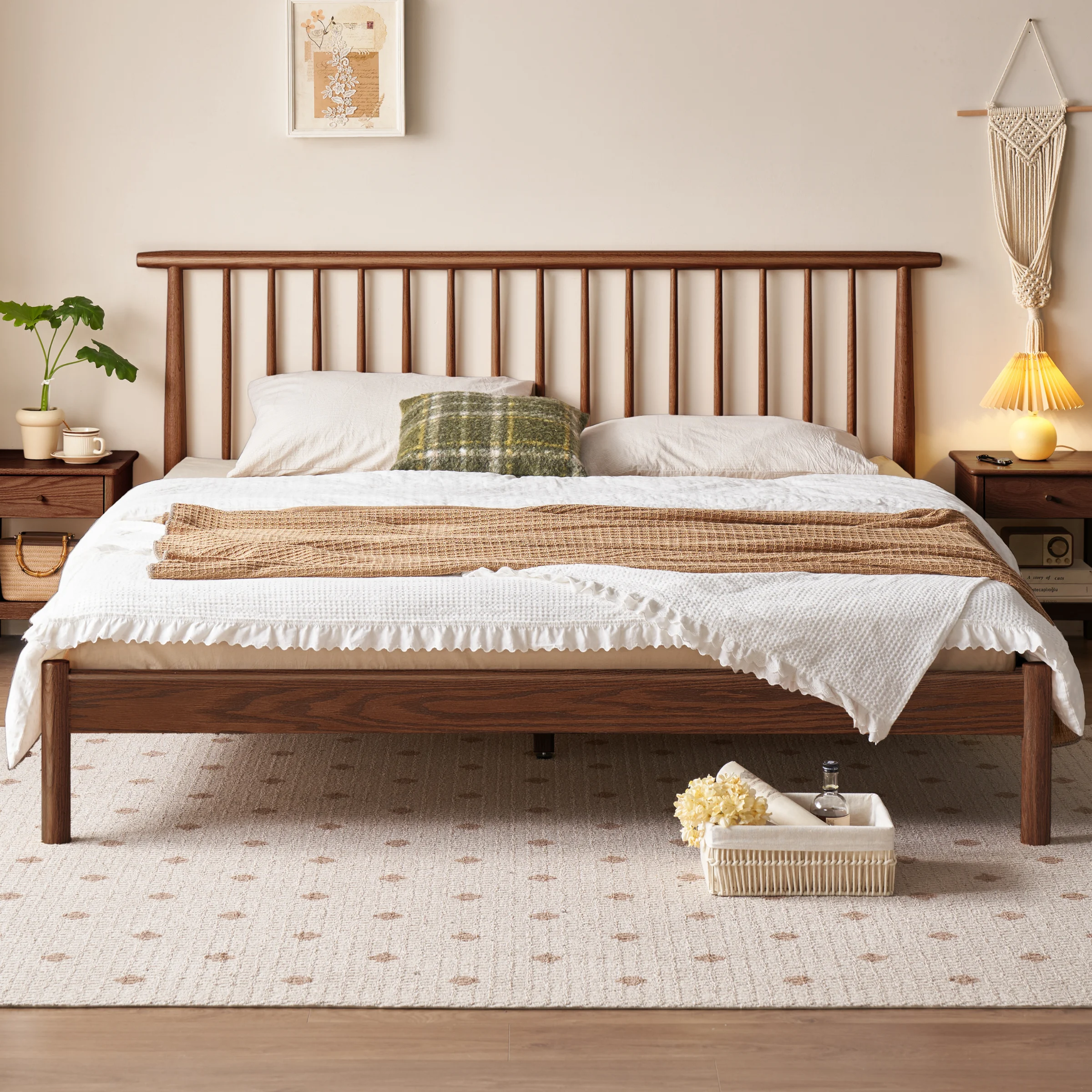 Solidwood Santa Rosa Small Queen Bed Frame, Walnut