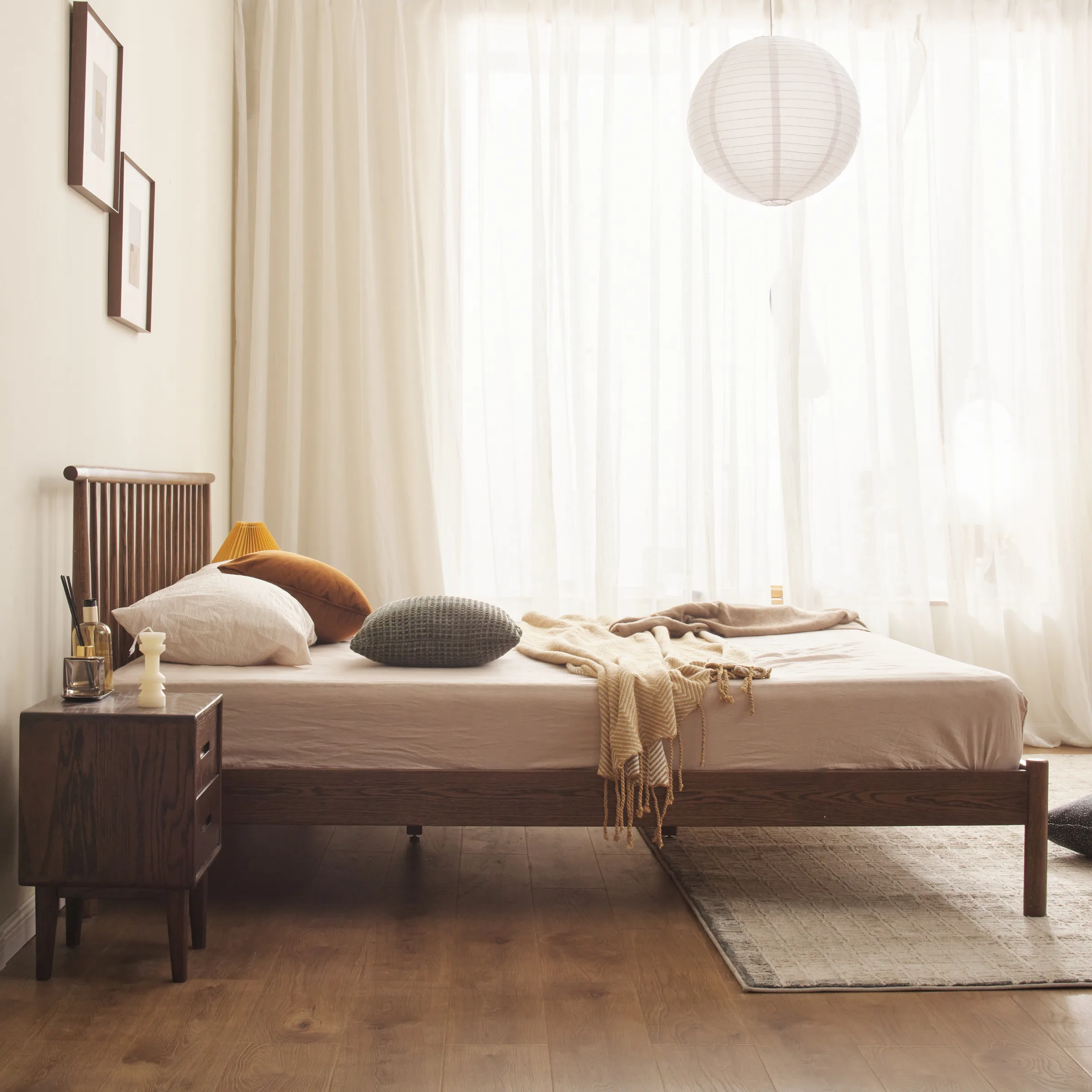 Solidwood Santa Rosa Small Queen Bed Frame, Walnut