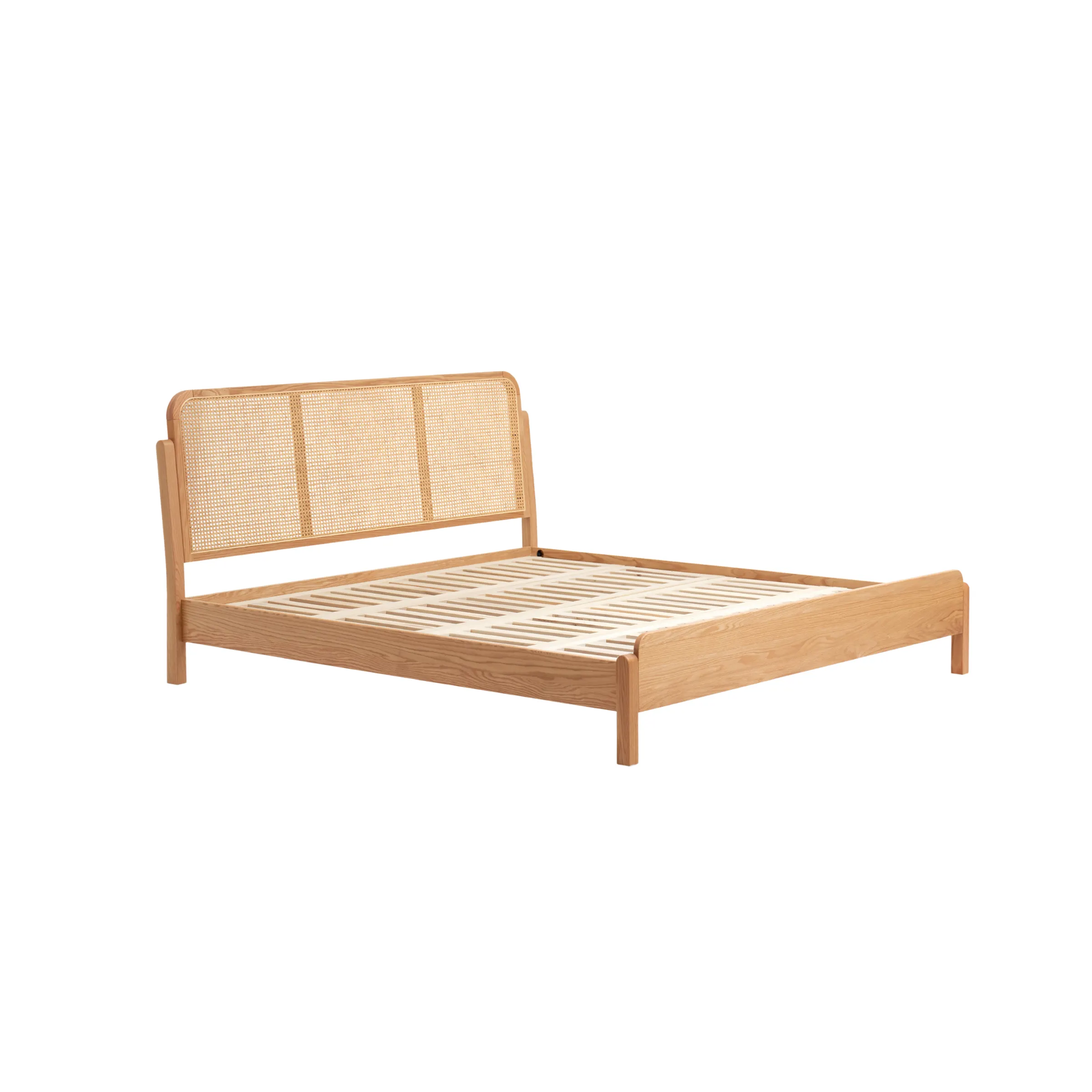 Solidwood Wenrik Super King Bed Frame with Adjustable Rattan Headboard