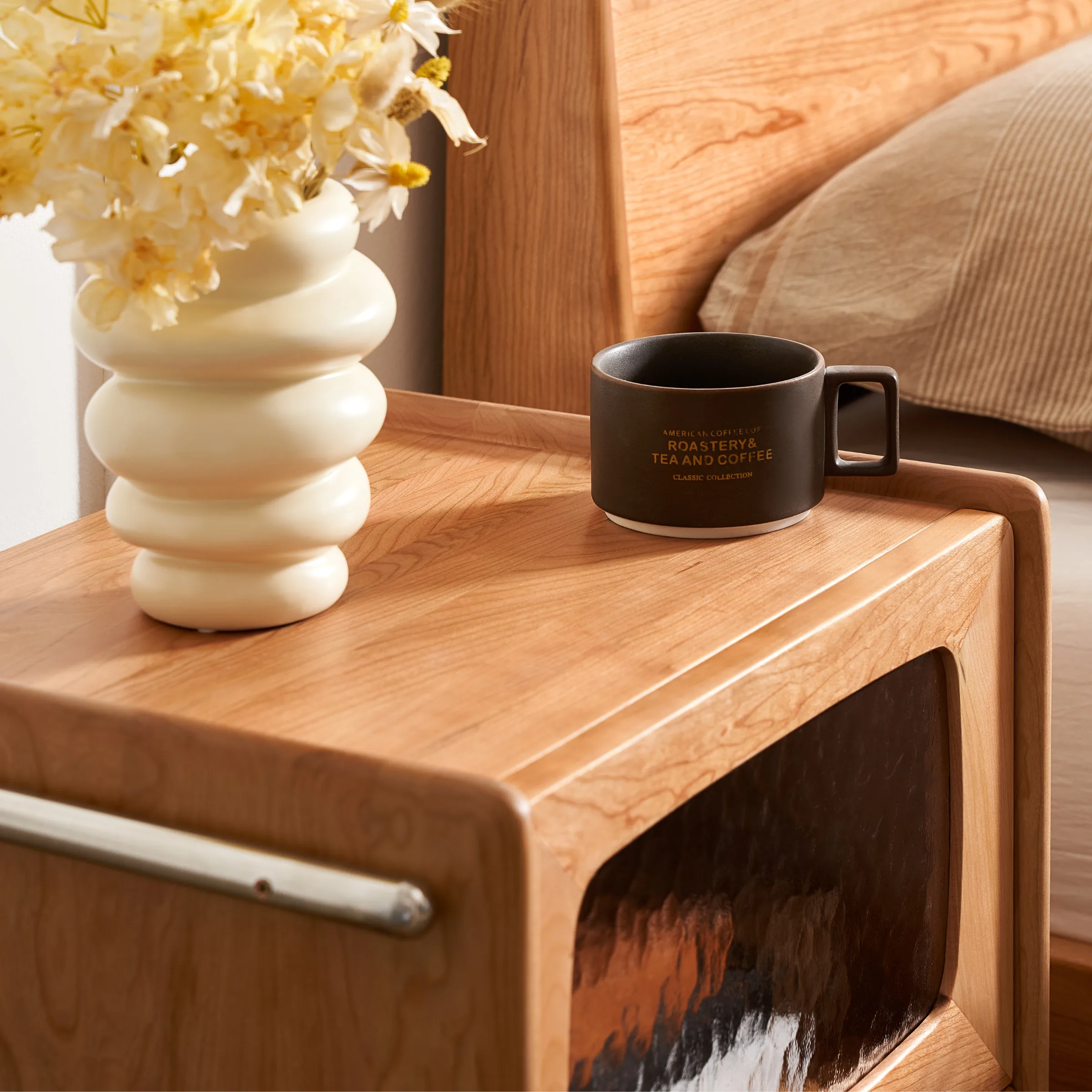 Solidwood Quartz Cherry Bedside Table
