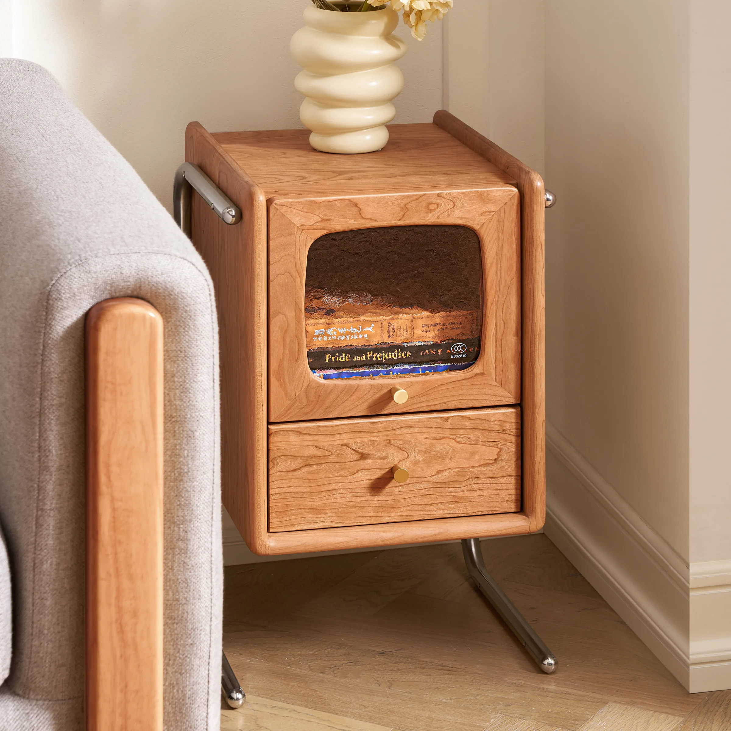 Solidwood Quartz Cherry Bedside Table