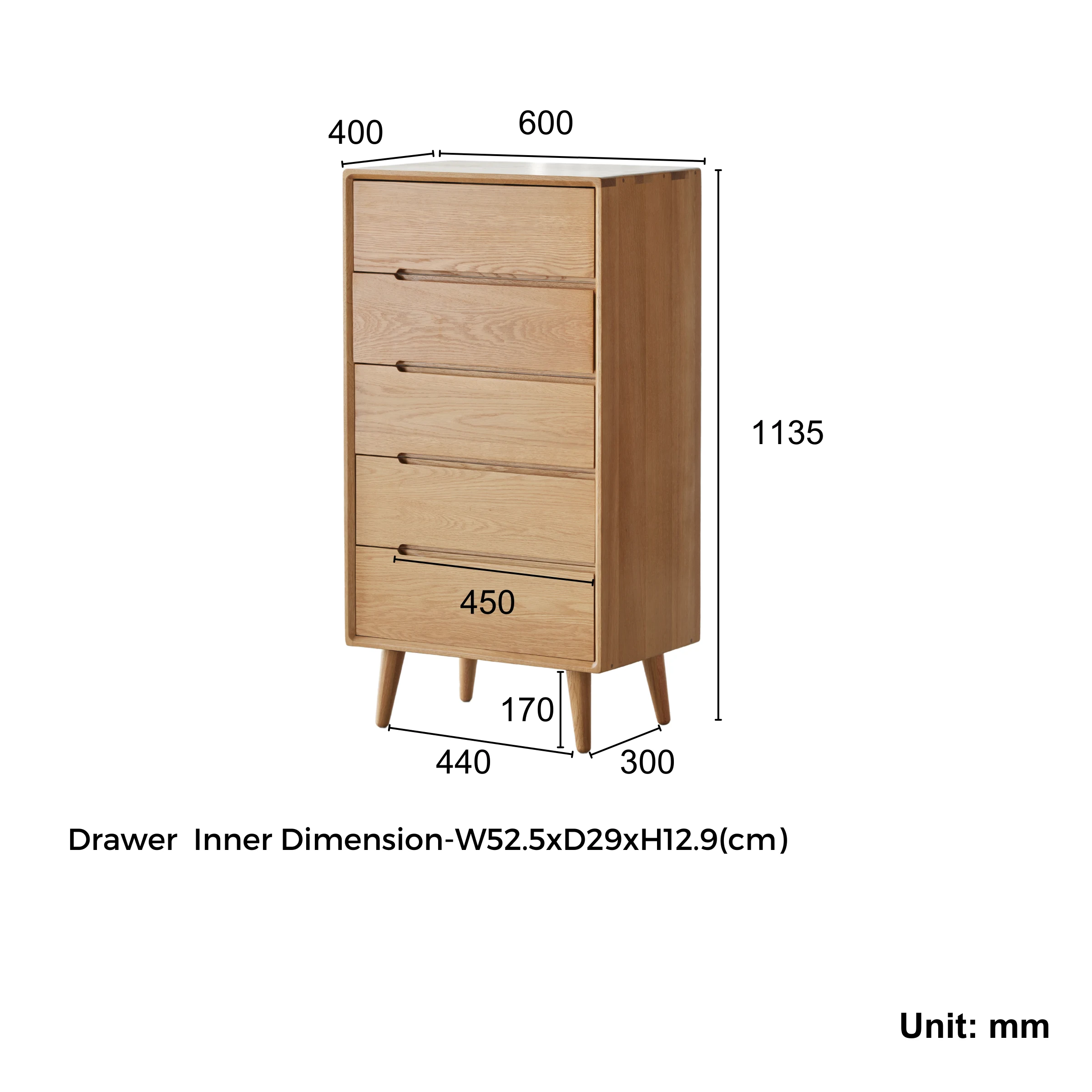 Solidwood Santa Rosa Chest of 5 Drawers