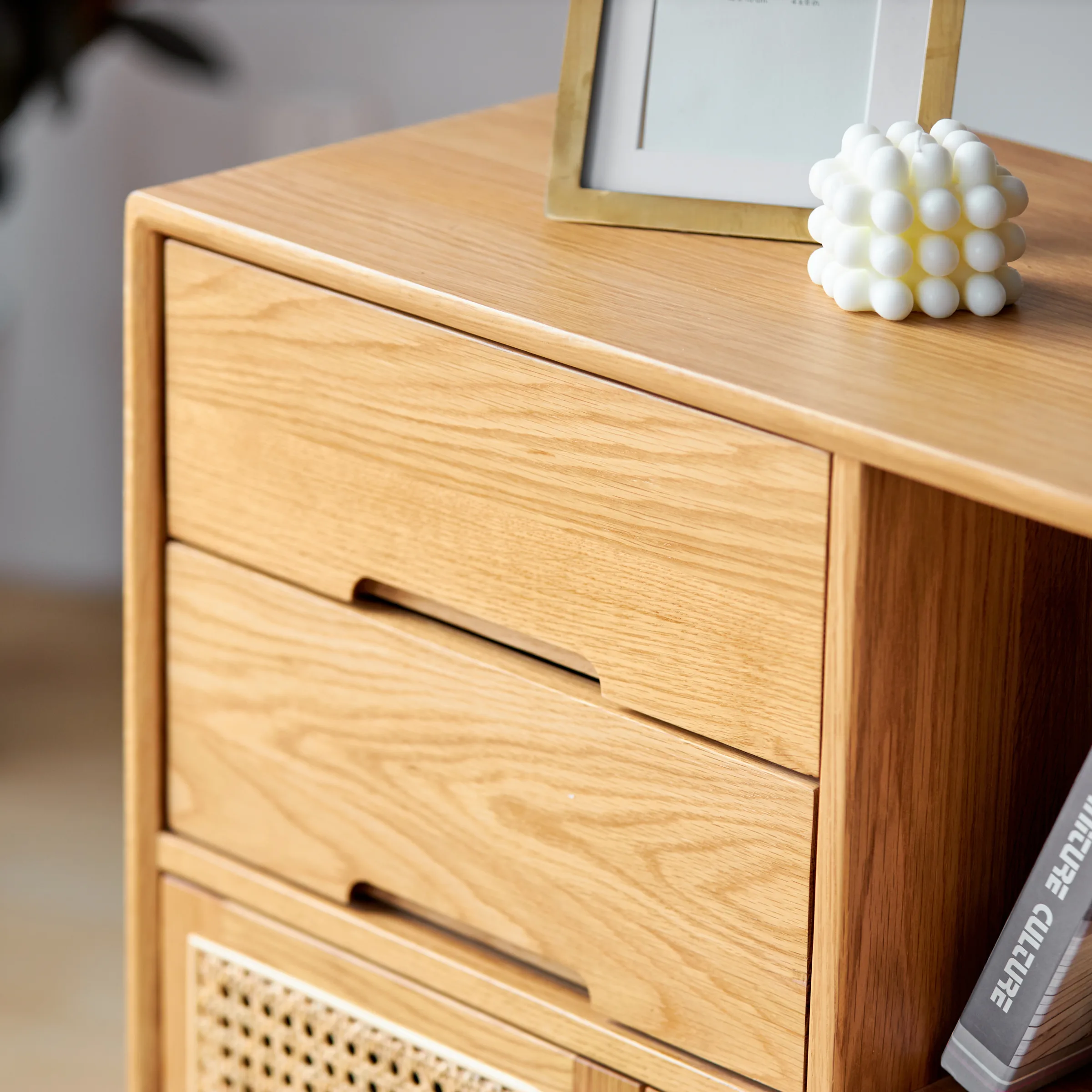 Solidwood Calamo Storage Cabinet with Rattan Doors