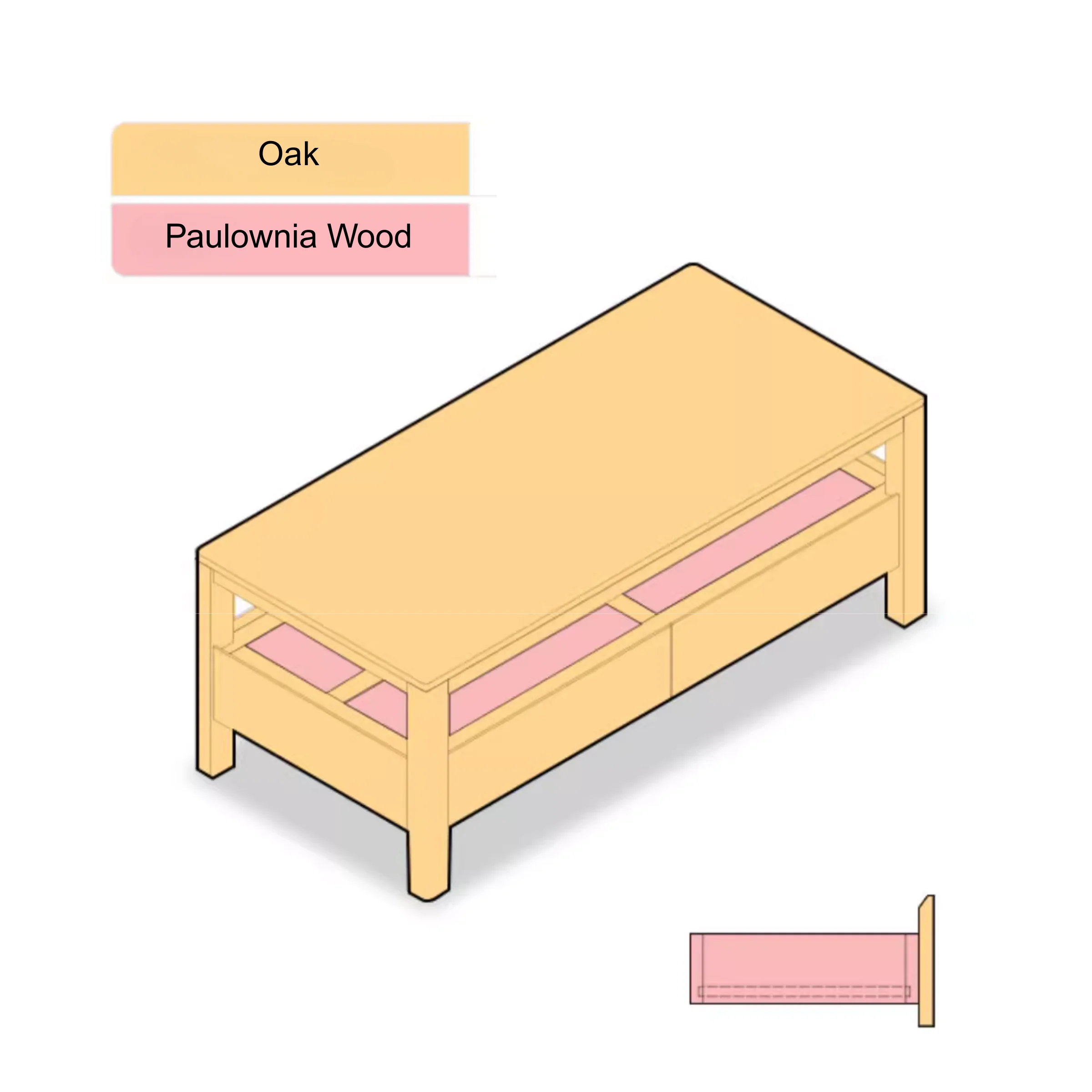 Solidwood Norway Coffee Table, 120x60cm