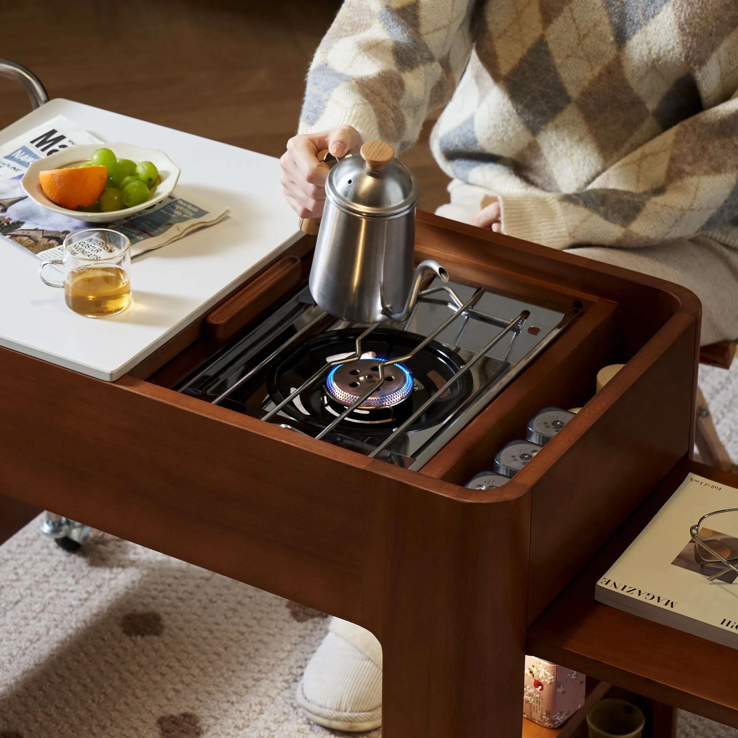 Solidwood Quyea Multi-Functional Movable Coffee Table