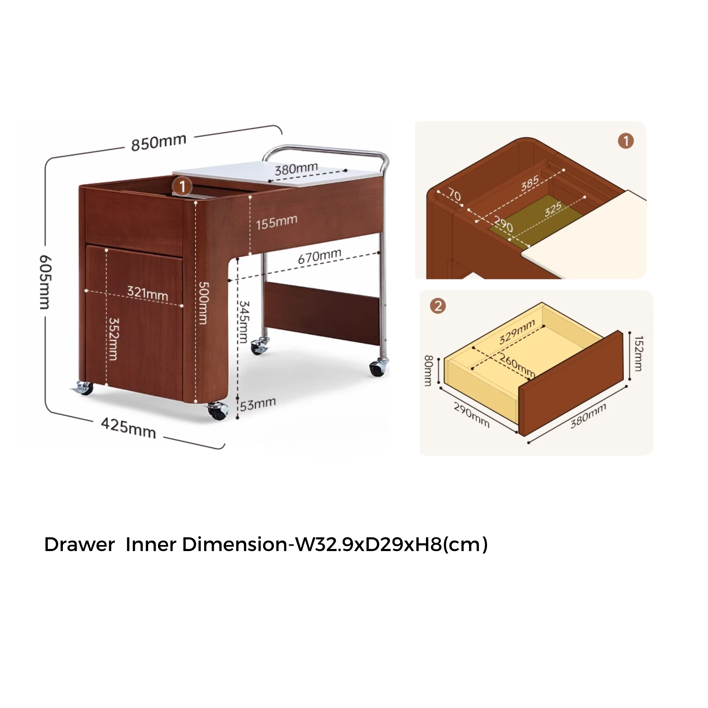 Solidwood Quyea Multi-Functional Movable Coffee Table