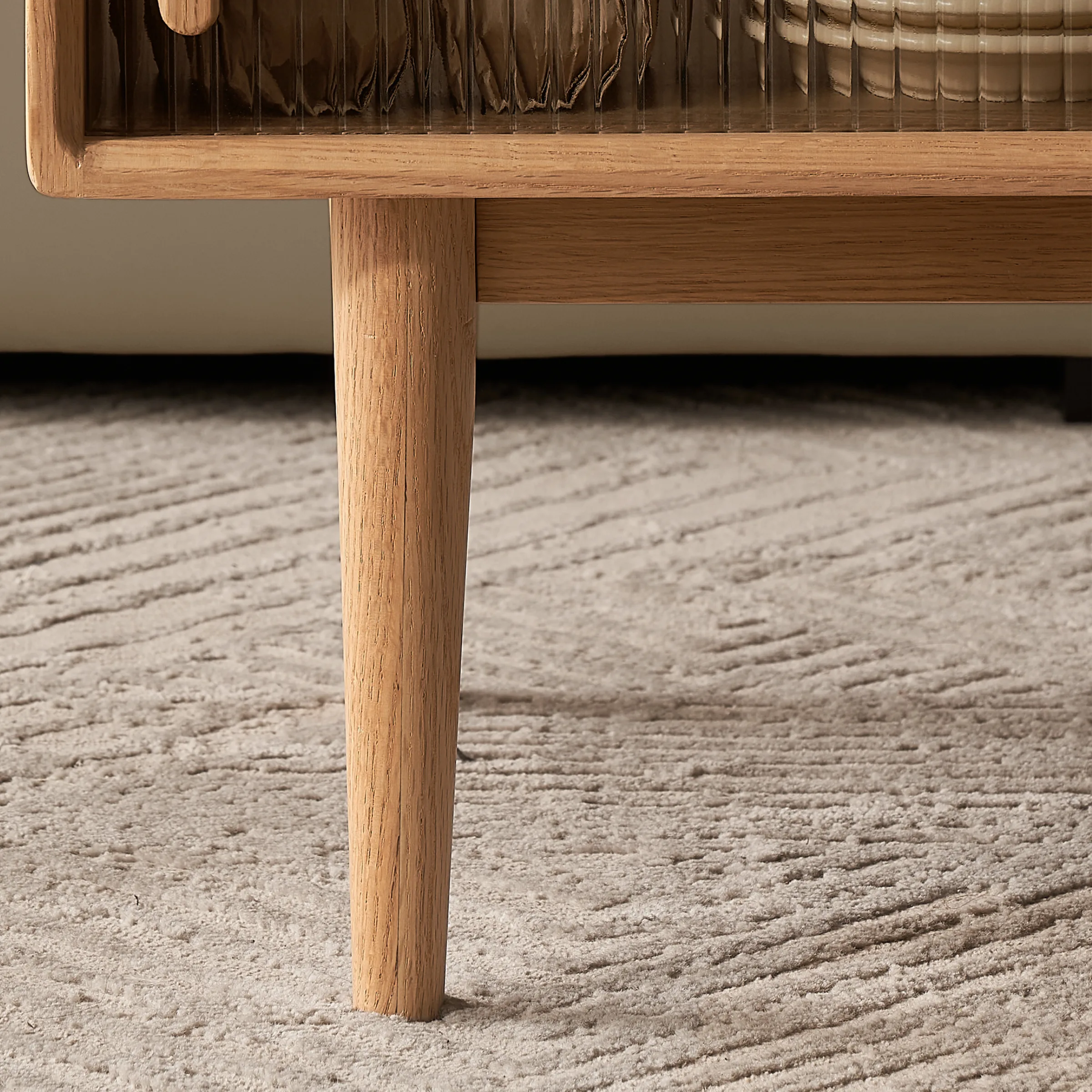 Solidwood Fuji Coffee Table with Glass Doors, 0.9m