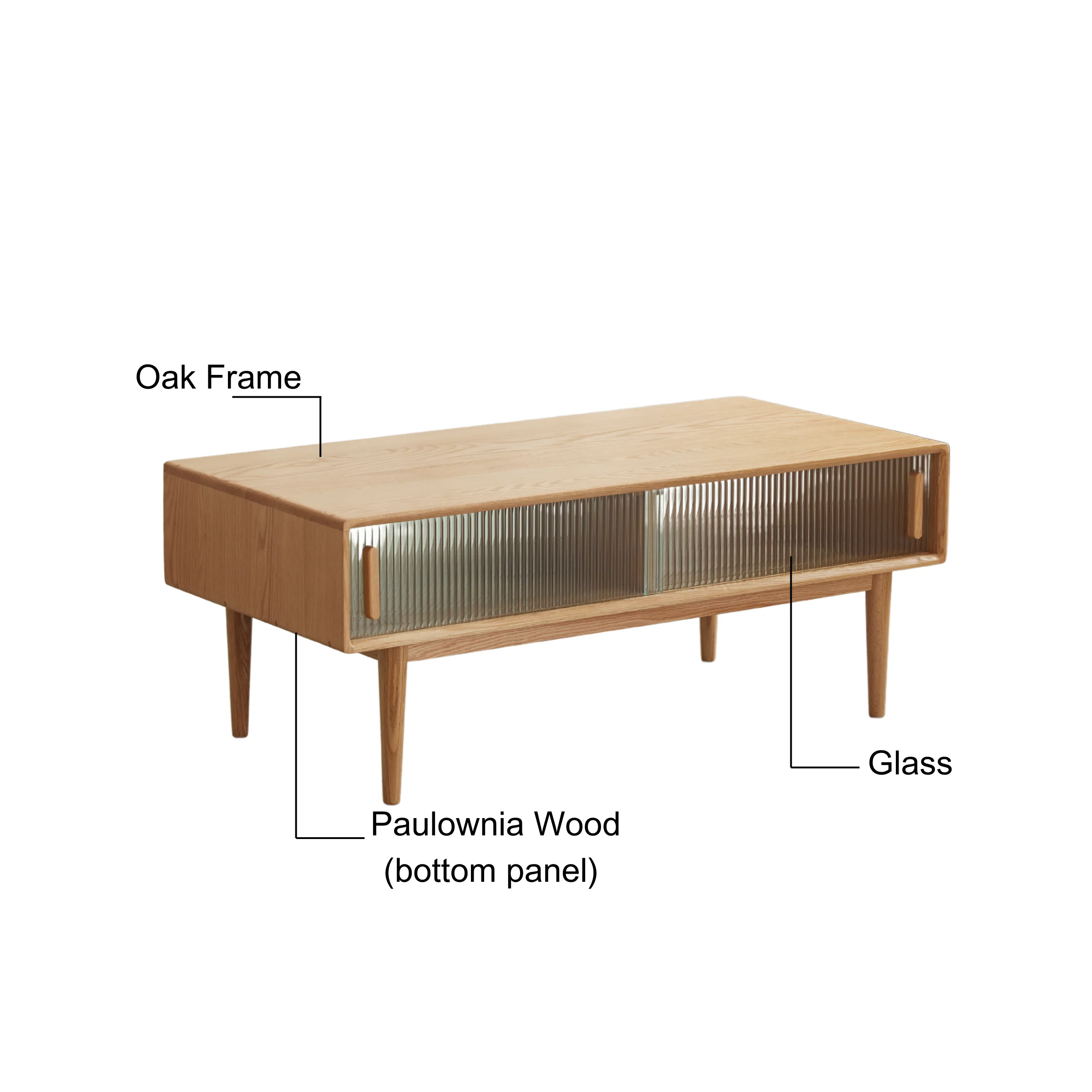 Solidwood Fuji Coffee Table with Glass Doors, 0.9m