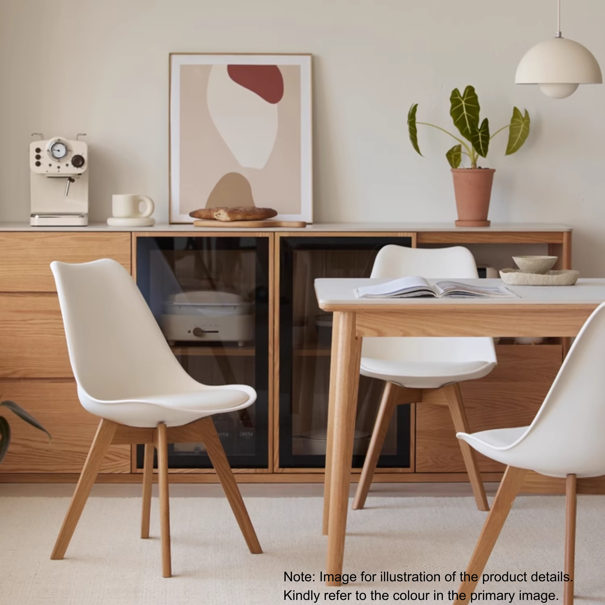 Solidwood Radiant Dining Chairs, Natural & Grey, Set of 2