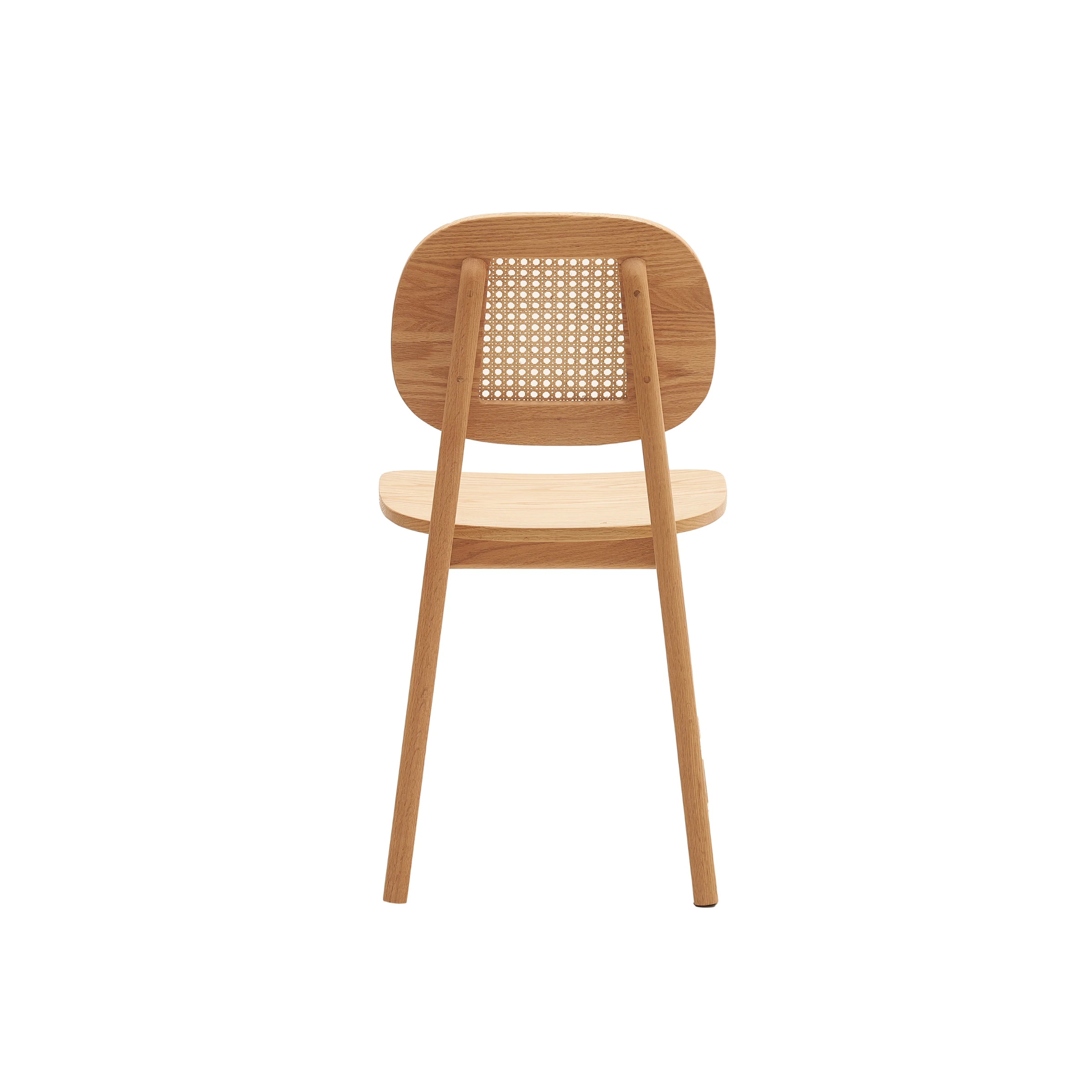 Solidwood Calamo Dining Chairs with Rattan Back, Set of 2