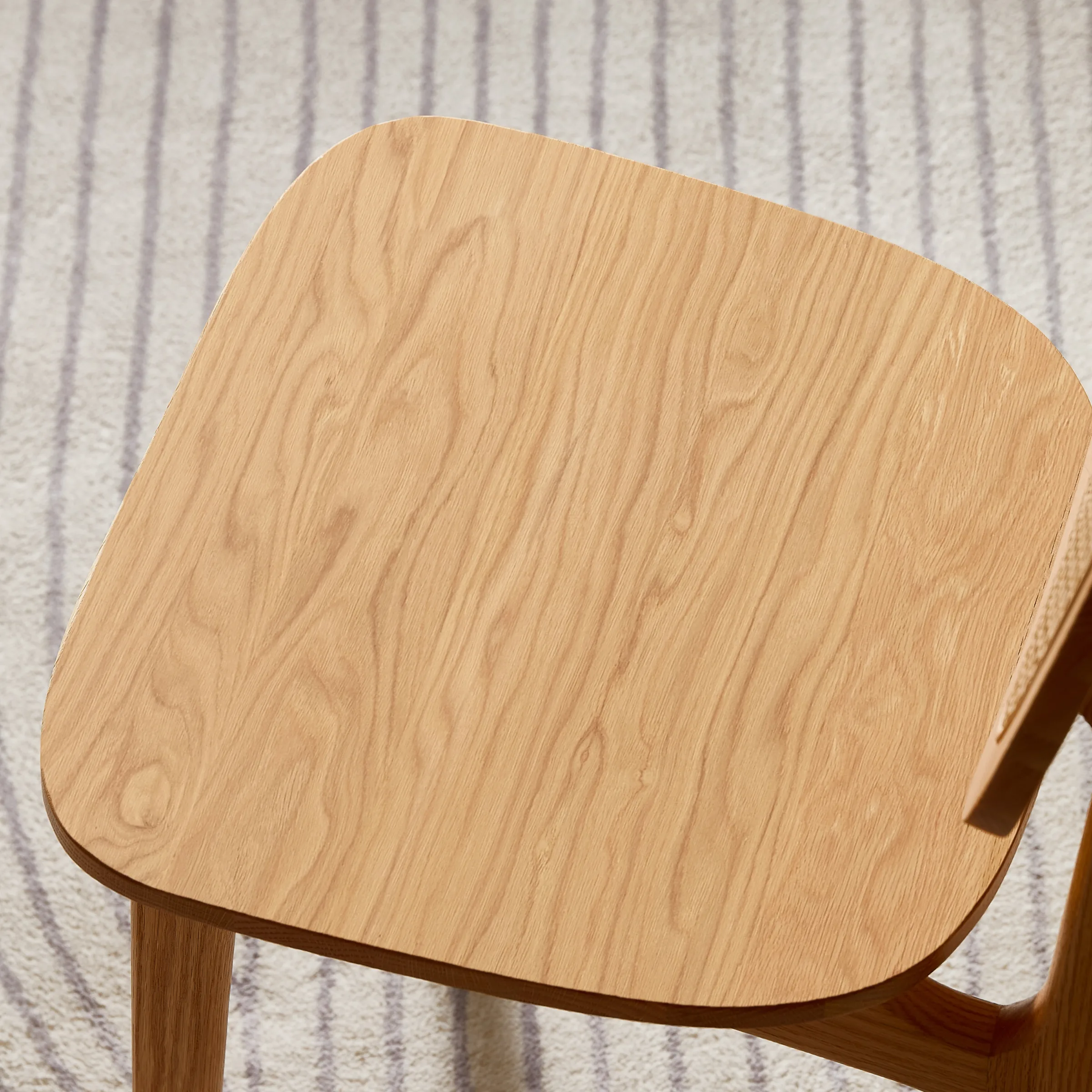 Solidwood Calamo Dining Chairs with Rattan Back, Set of 2