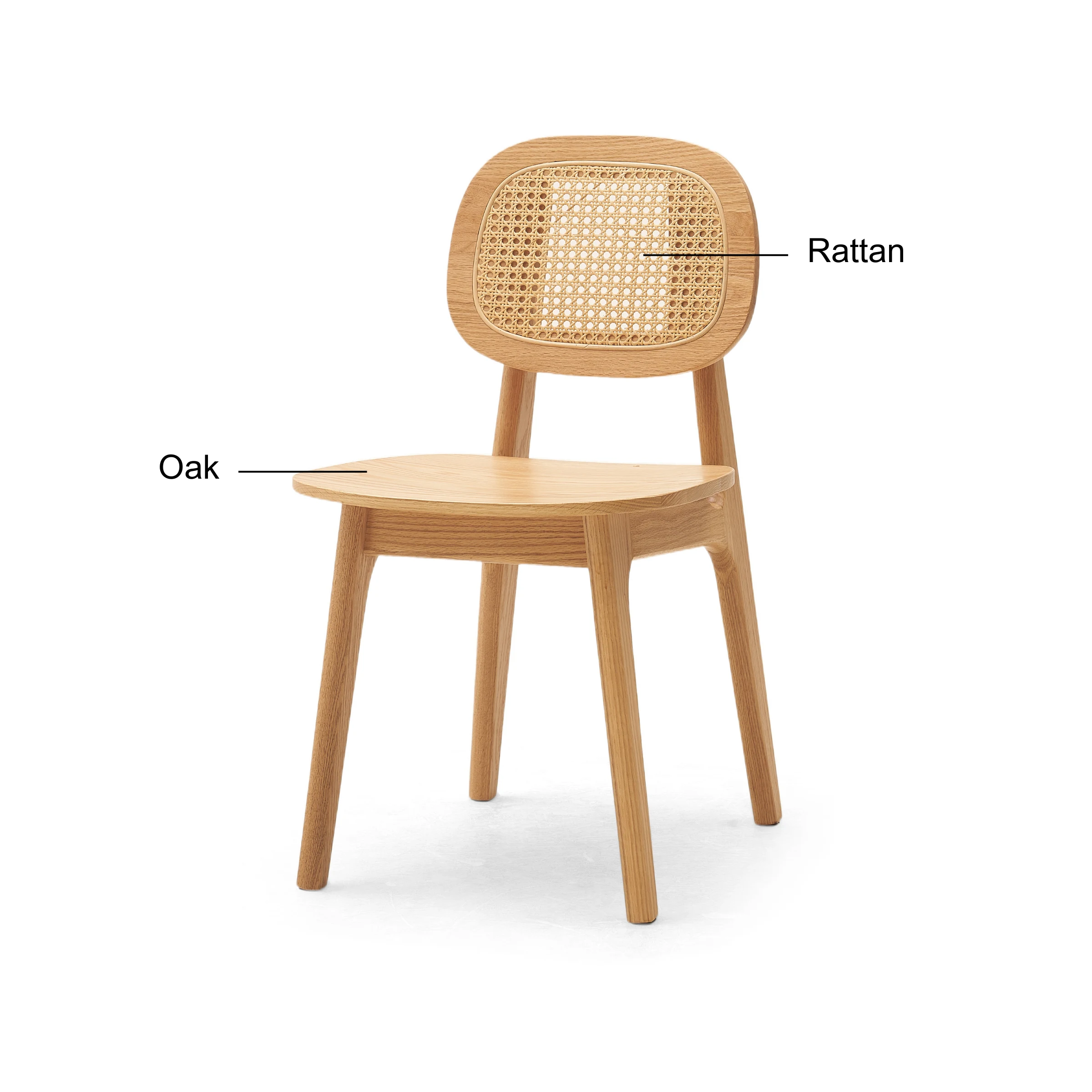 Solidwood Calamo Dining Chairs with Rattan Back, Set of 2