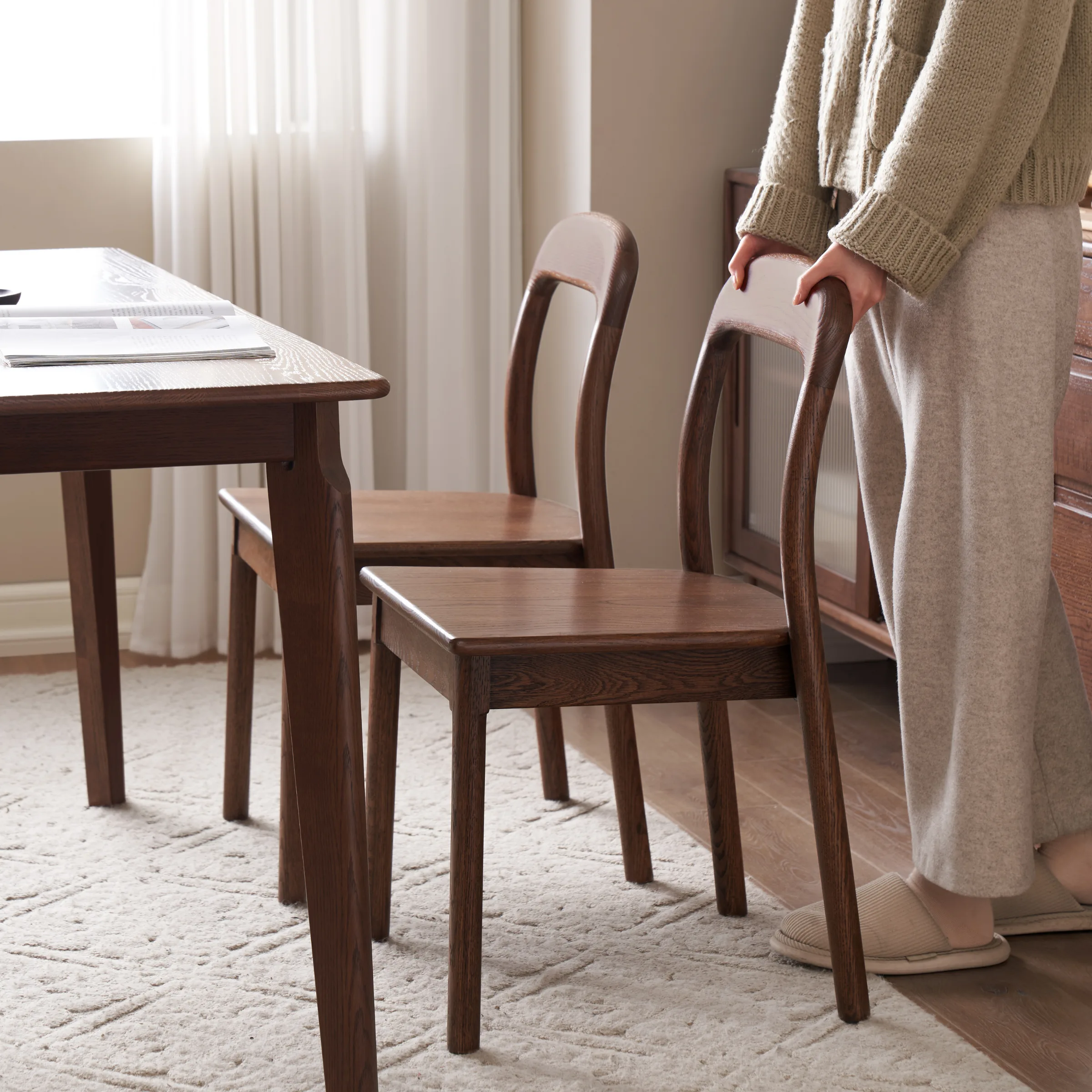 Solidwood Kano Curved-Back Dining Chairs, Set of 2
