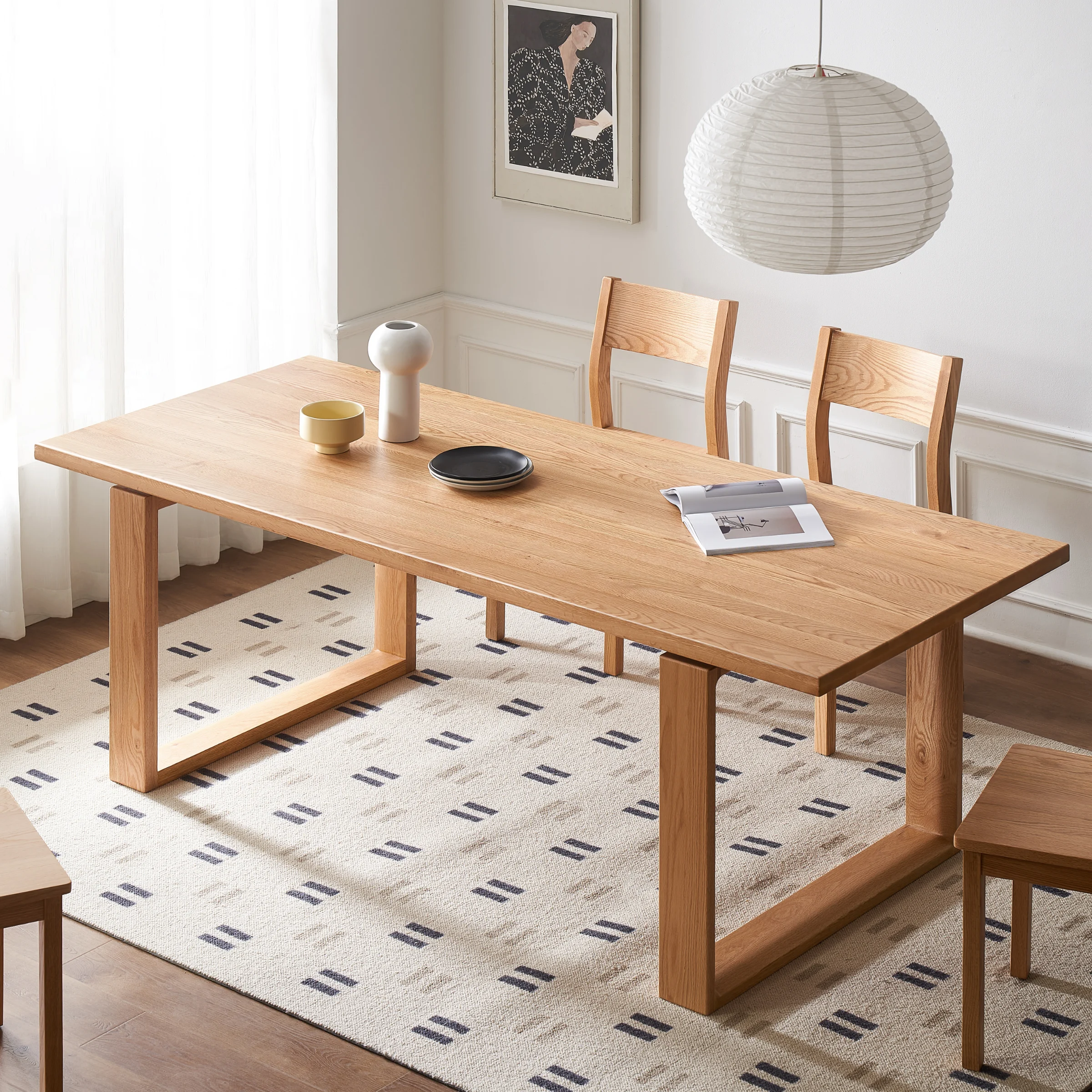 Solidwood Hemura Dining Table with Trestle Base, 2m