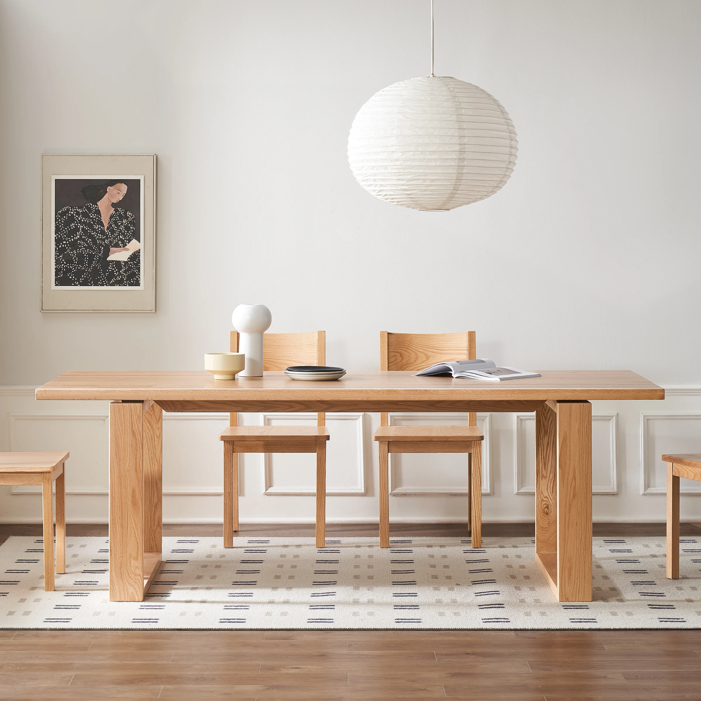 Solidwood Hemura Dining Table with Trestle Base, 2m