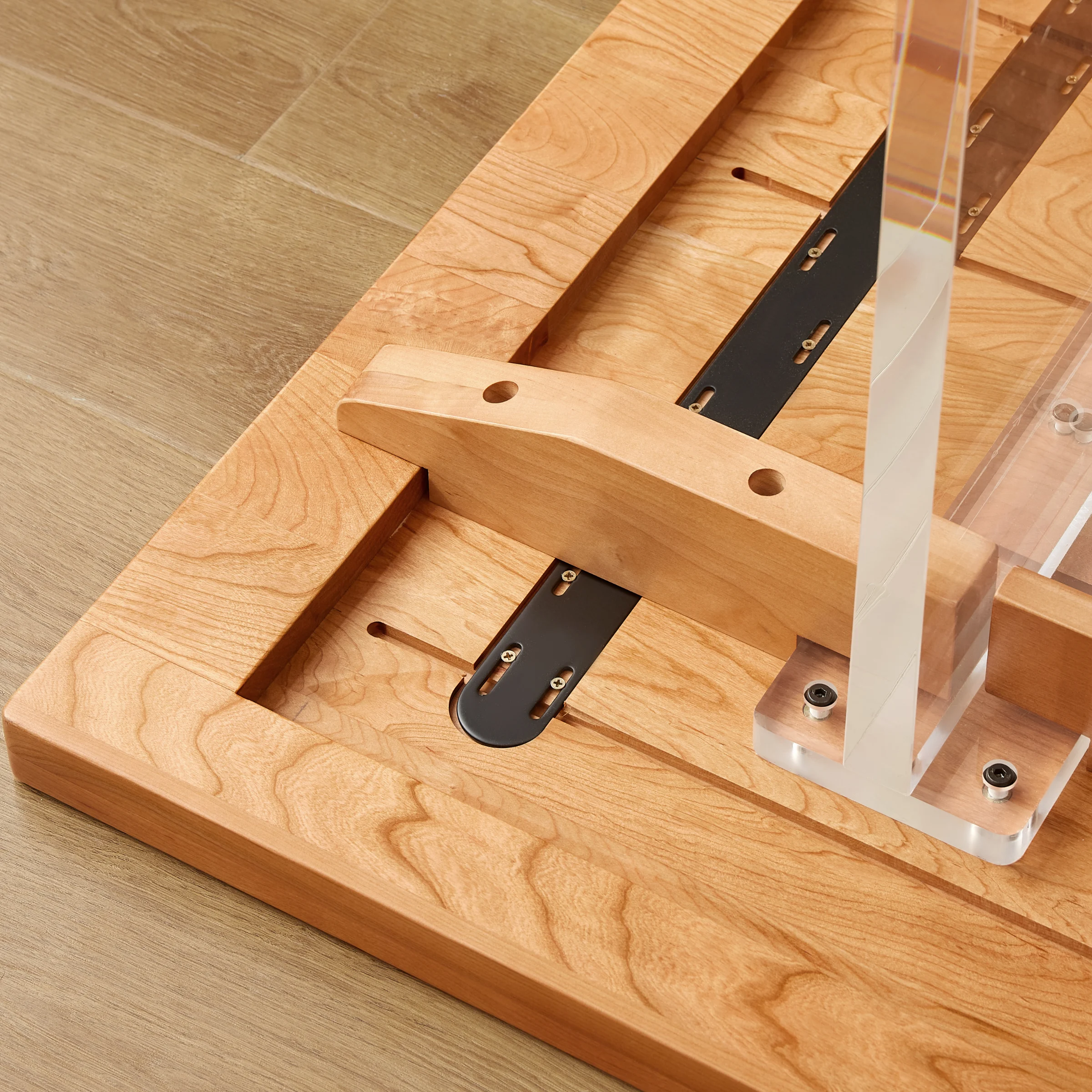 Solidwood Elvoraa Cherry Dining Table with Acrylic Legs, 2m