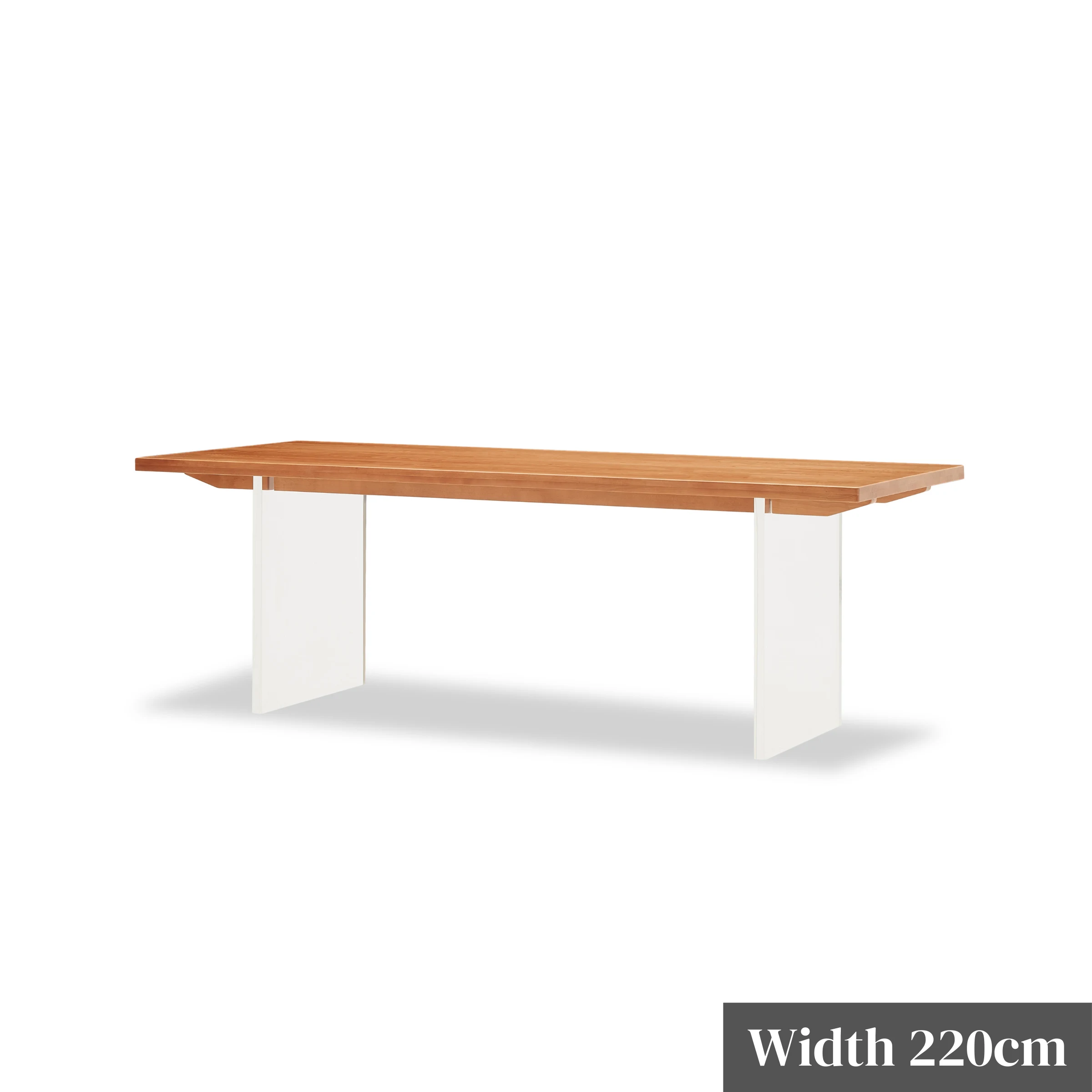 Solidwood Elvoraa Cherry Dining Table with Acrylic Legs, 2.2m