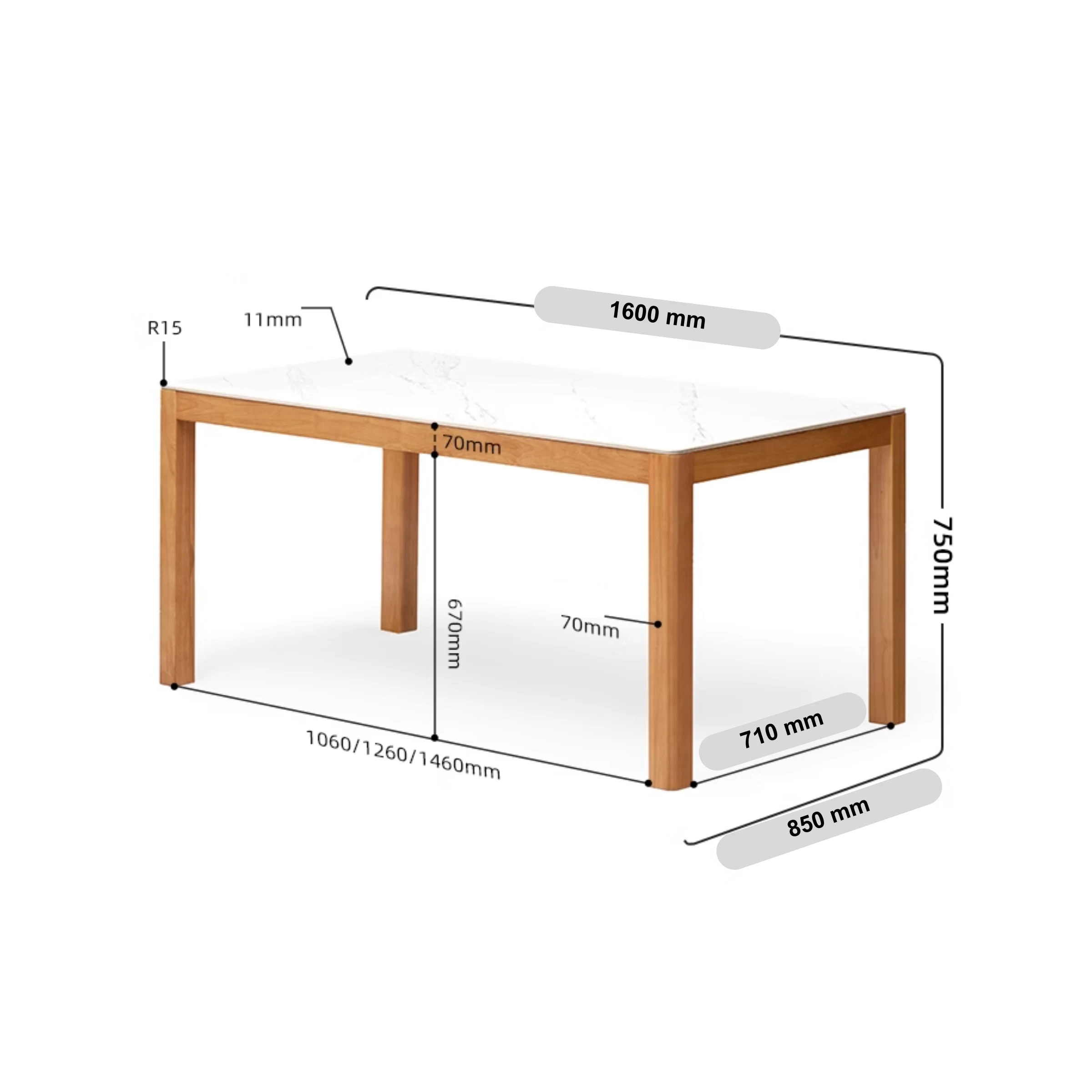 Solidwood Jinova Dining Table with Sintered Stone Top