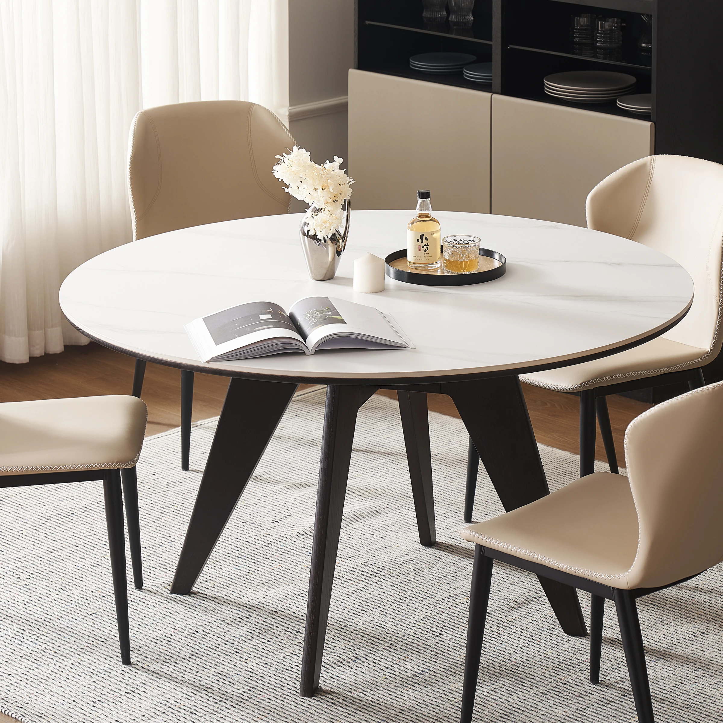 Solidwood Yelant Round Turntable Dining Table