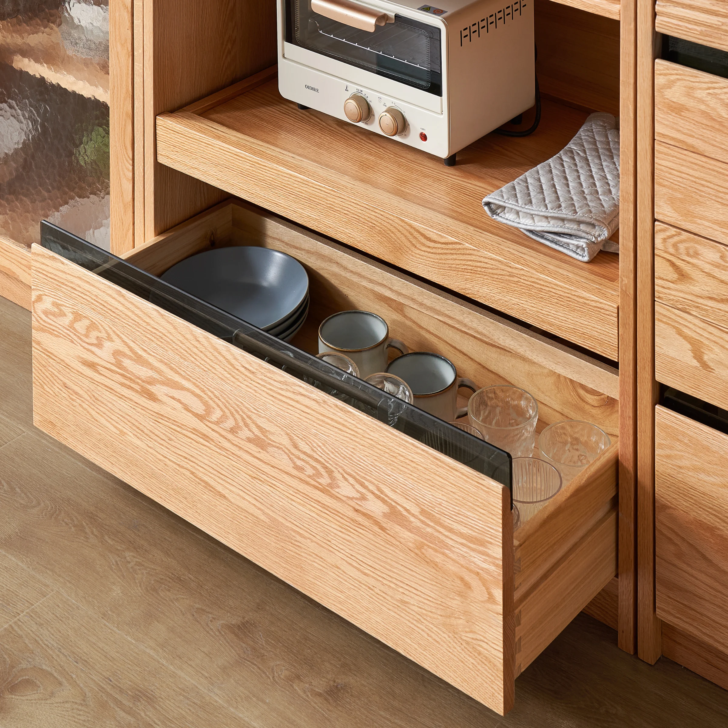 Solidwood Hemura Sideboard with 2 Drawers