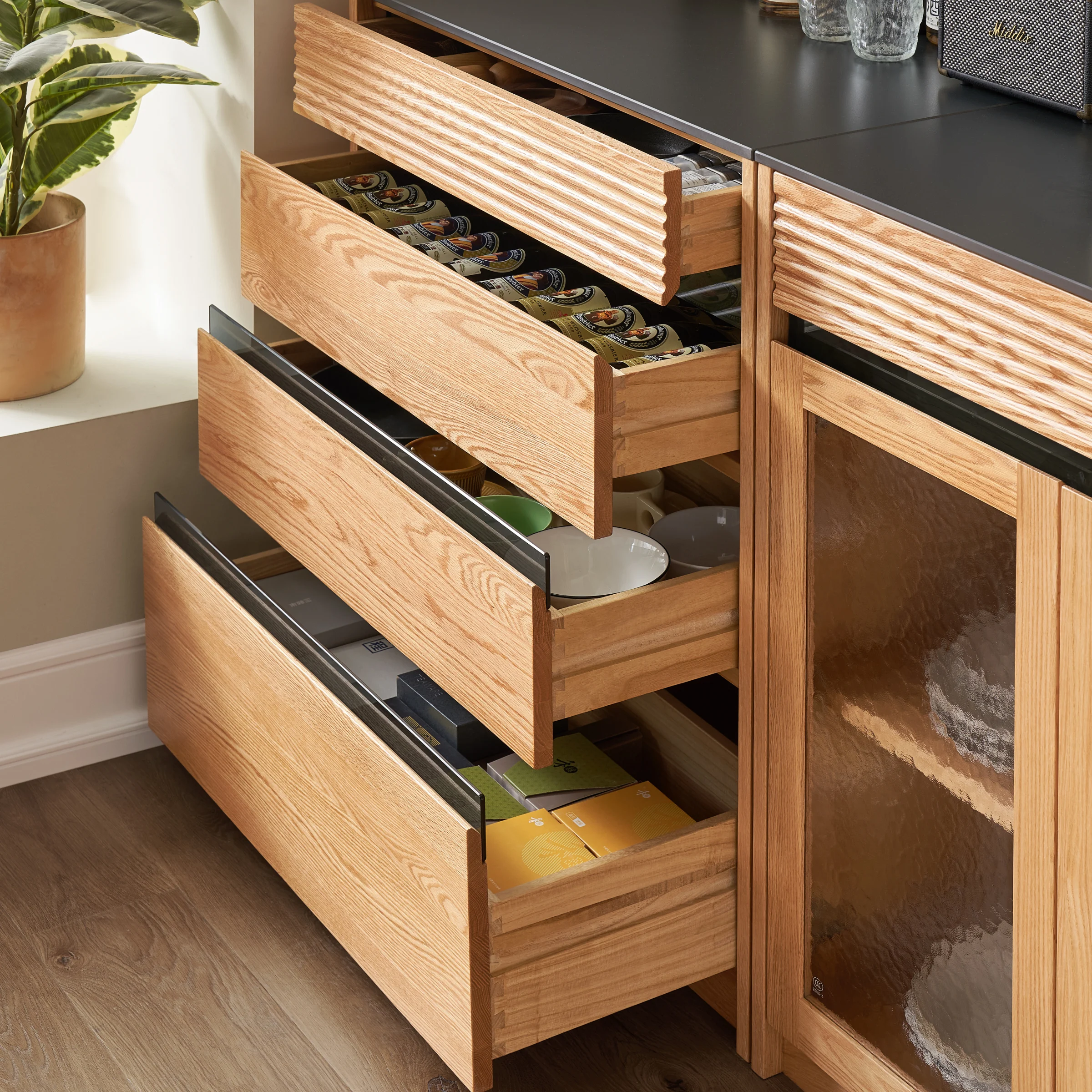 Solidwood Hemura Sideboard with 4 Drawers