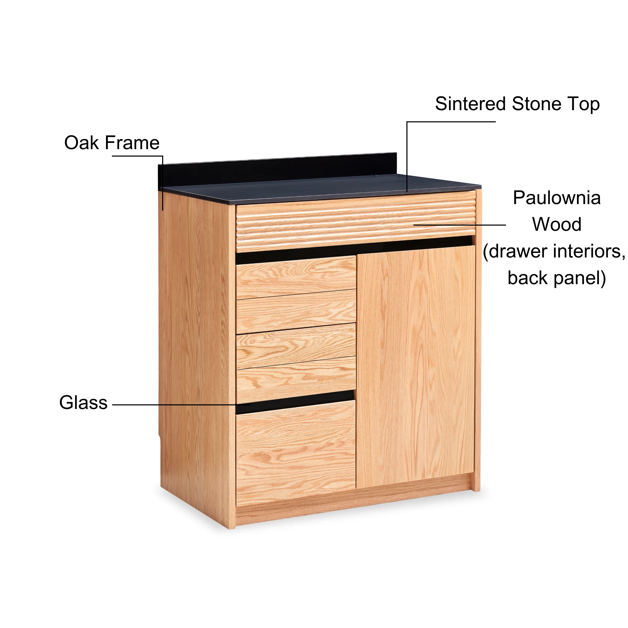 Solidwood Hemura Sideboard with Drawers & Cabinet