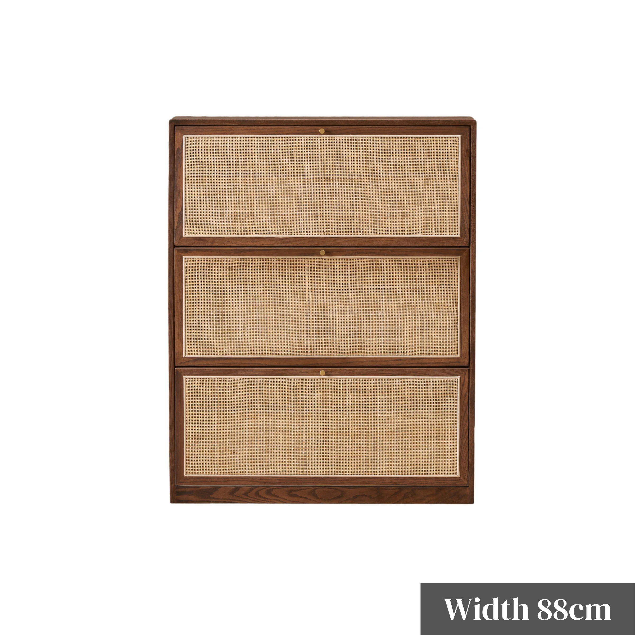 Solidwood Calamo Rattan Shoe Cabinet 88cm, Walnut