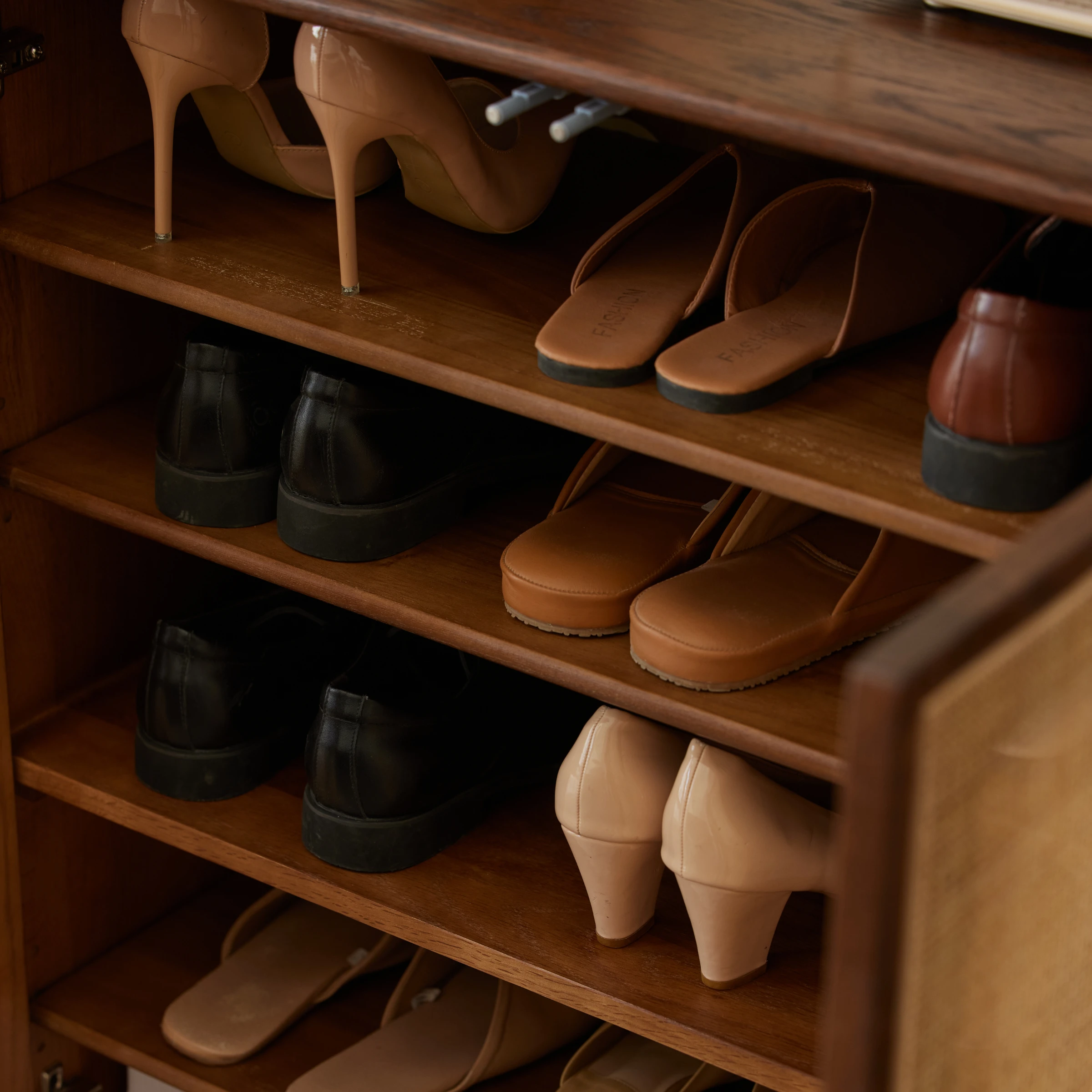 Solidwood Bailey Shoe Cabinet, 80x35cm, Walnut