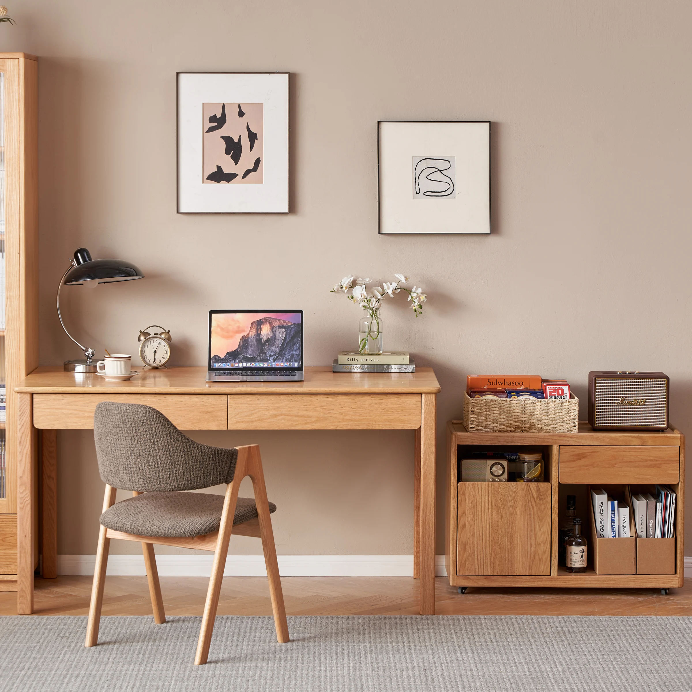 Solidwood Hemura Movable Side Table, 0.8m