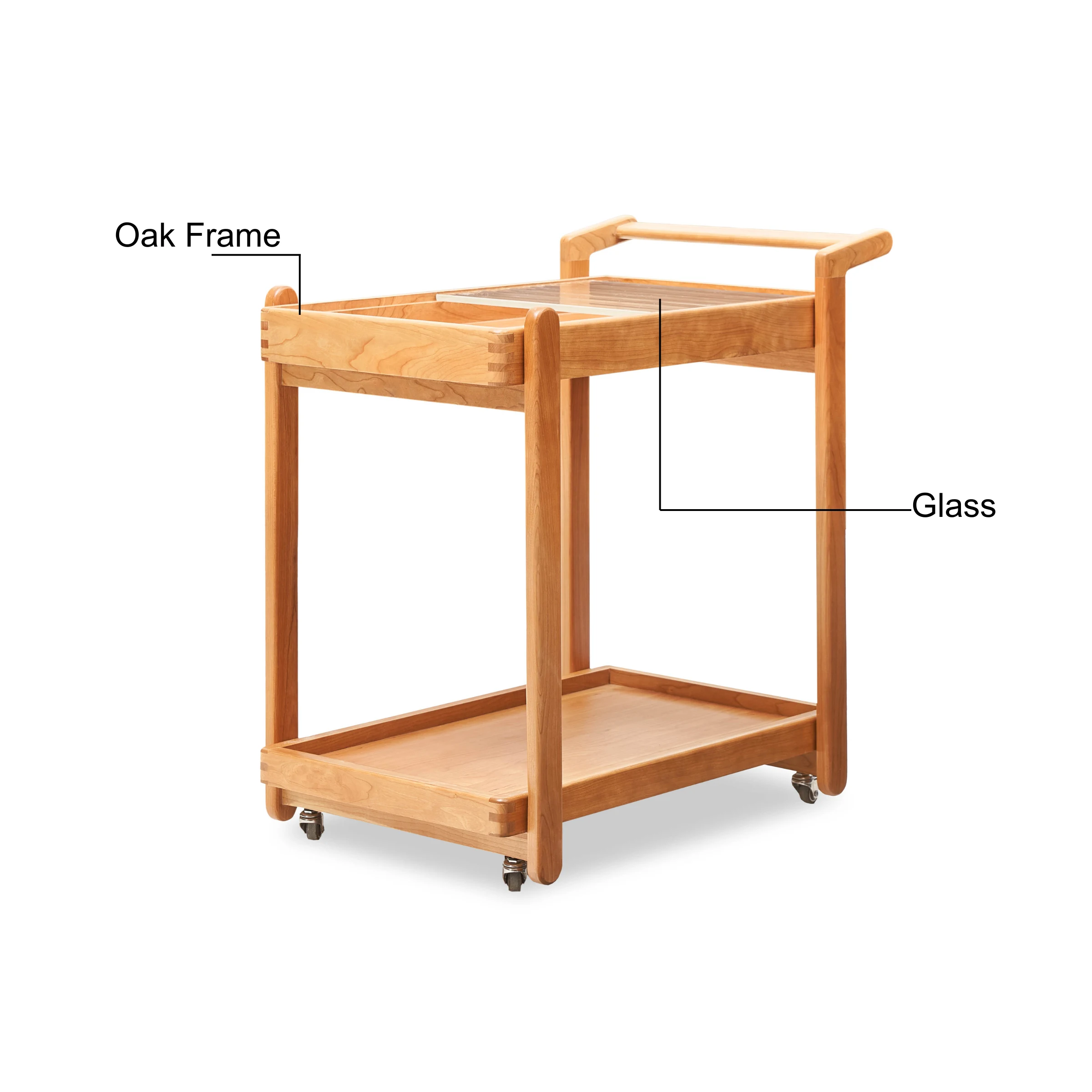 Solidwood Quartz Cherry Movable Side Table with Glass Tray