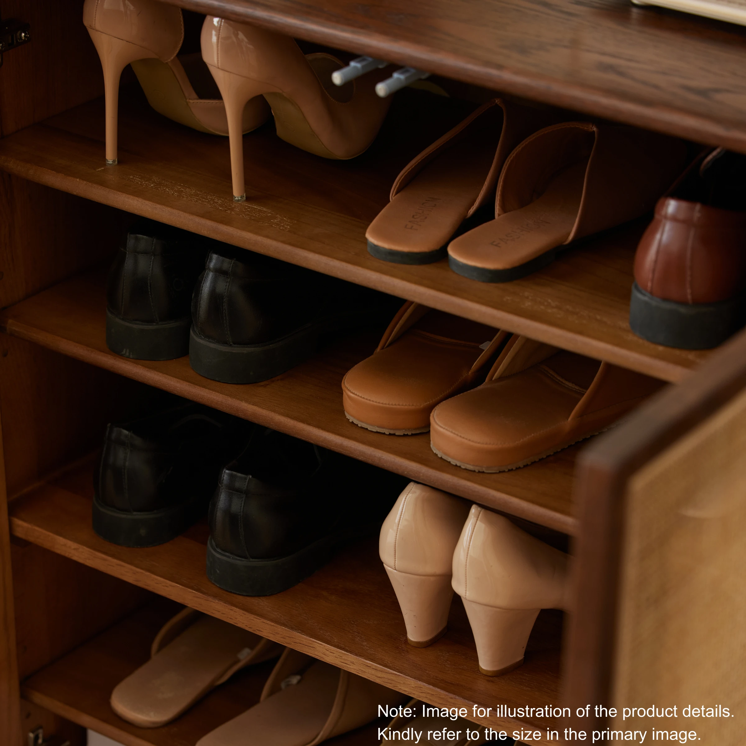 Solidwood Bailey Shoe Cabinet, 48x35cm, Walnut