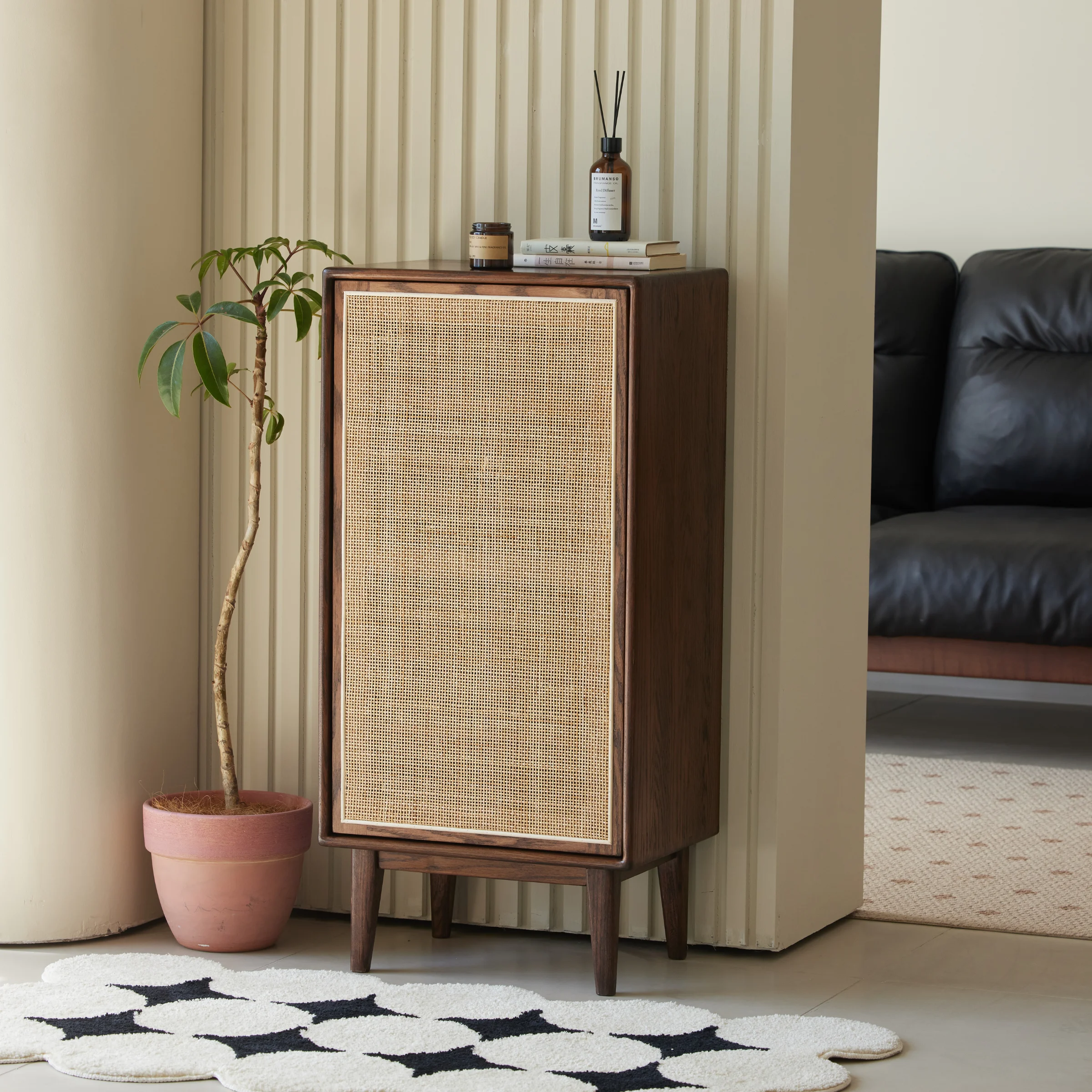 Solidwood Bailey Shoe Cabinet, 48x35cm, Walnut