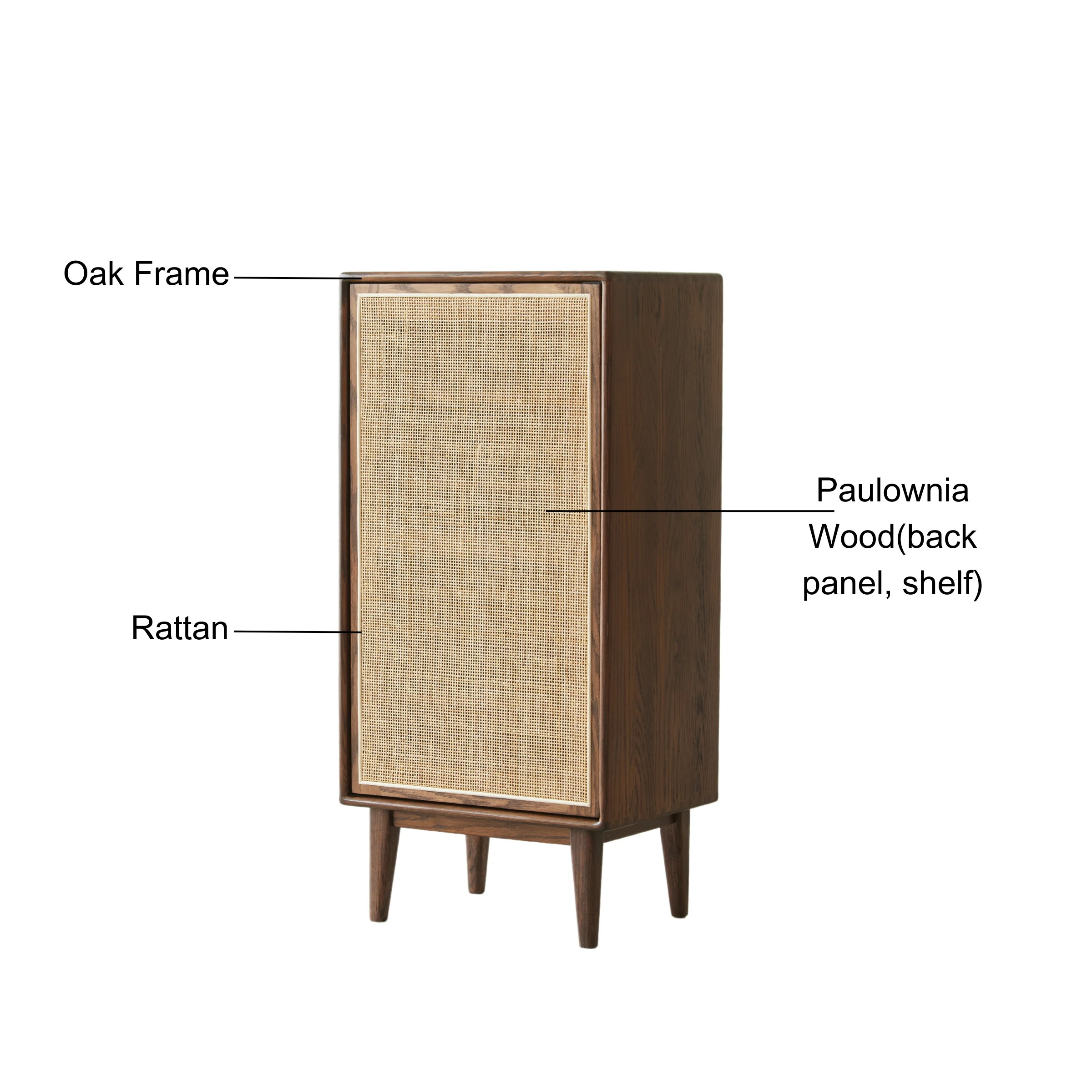 Solidwood Bailey Shoe Cabinet, 48x35cm, Walnut