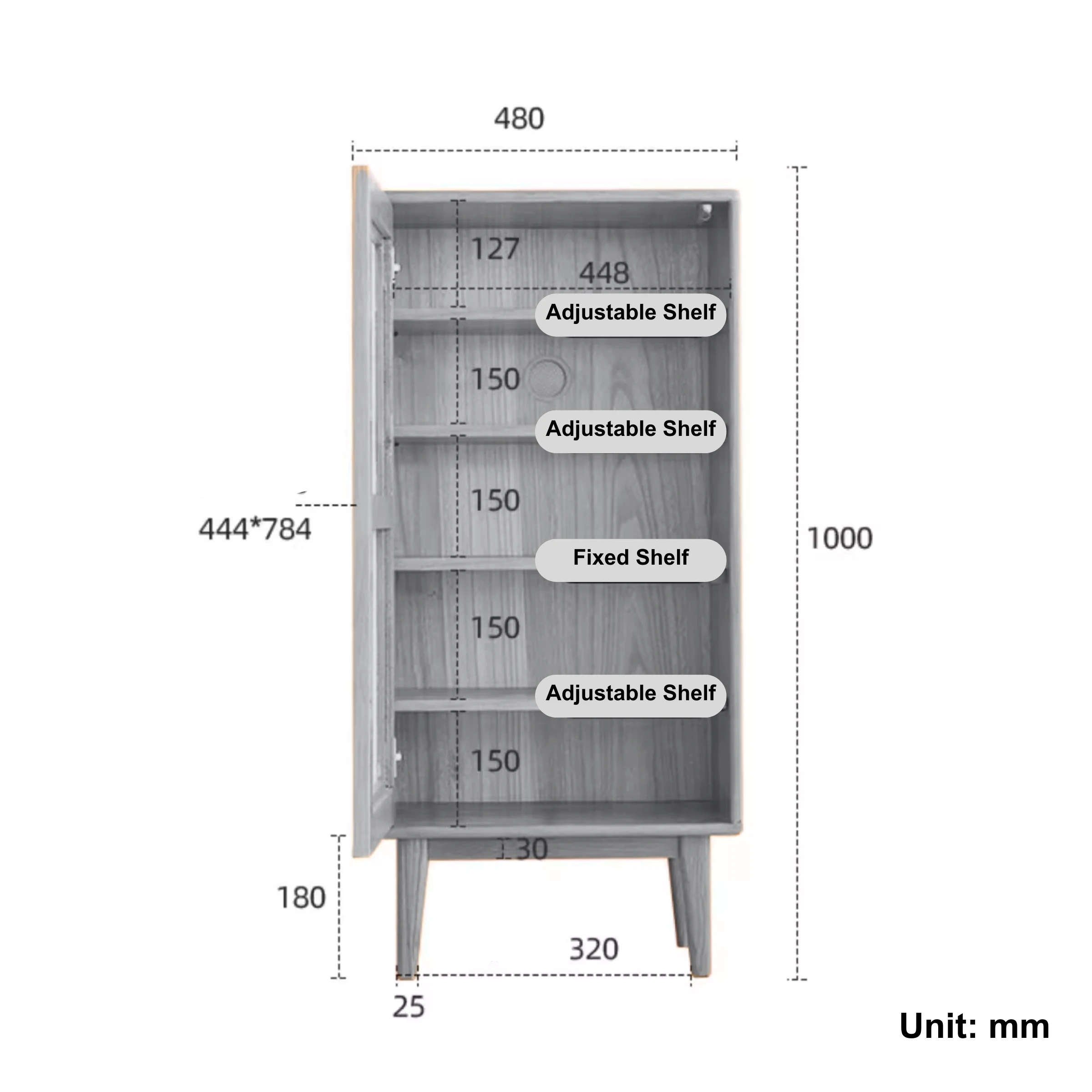 Solidwood Bailey Shoe Cabinet, 48x35cm, Walnut