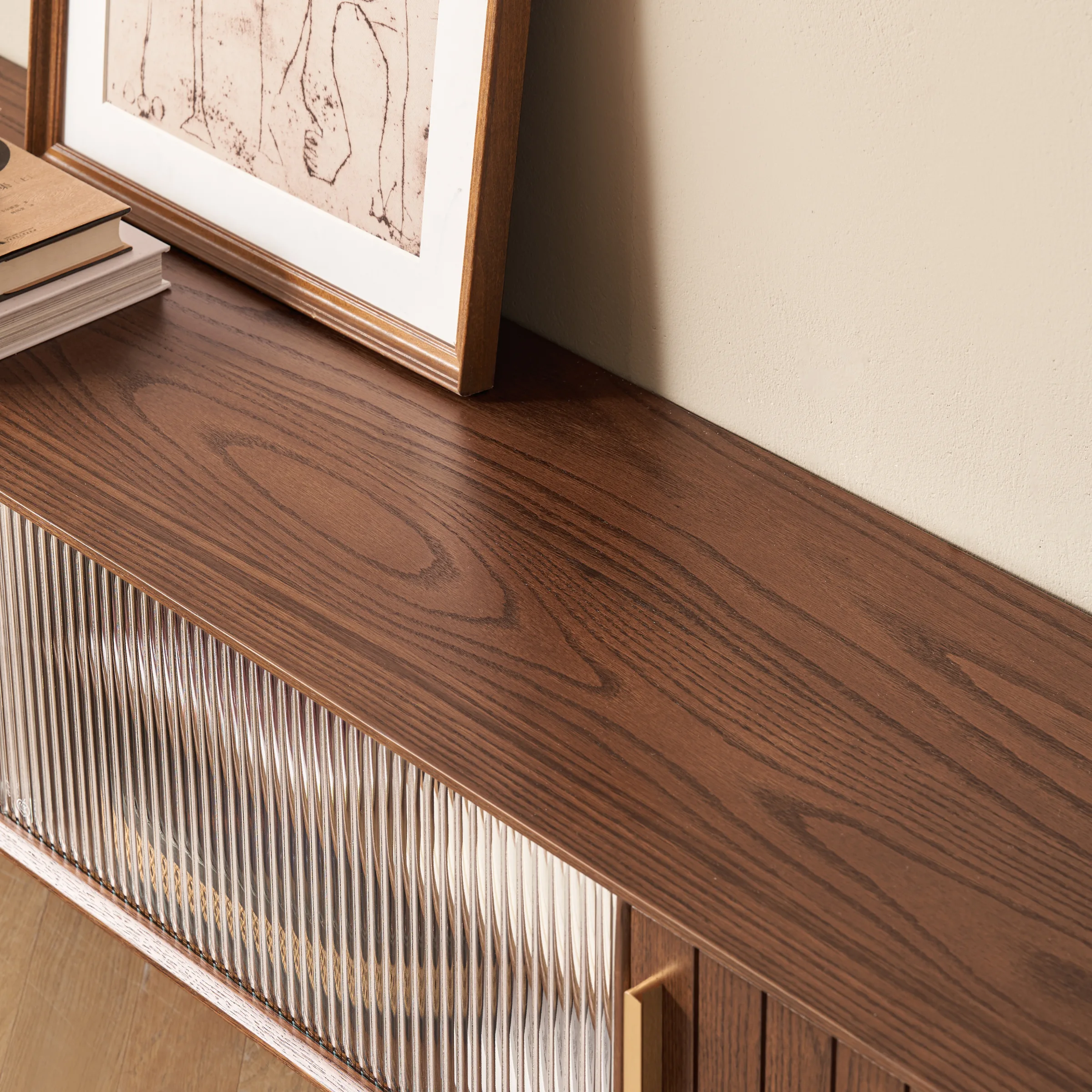Solidwood Danya Entertainment Unit with Glass Doors, 2.2m