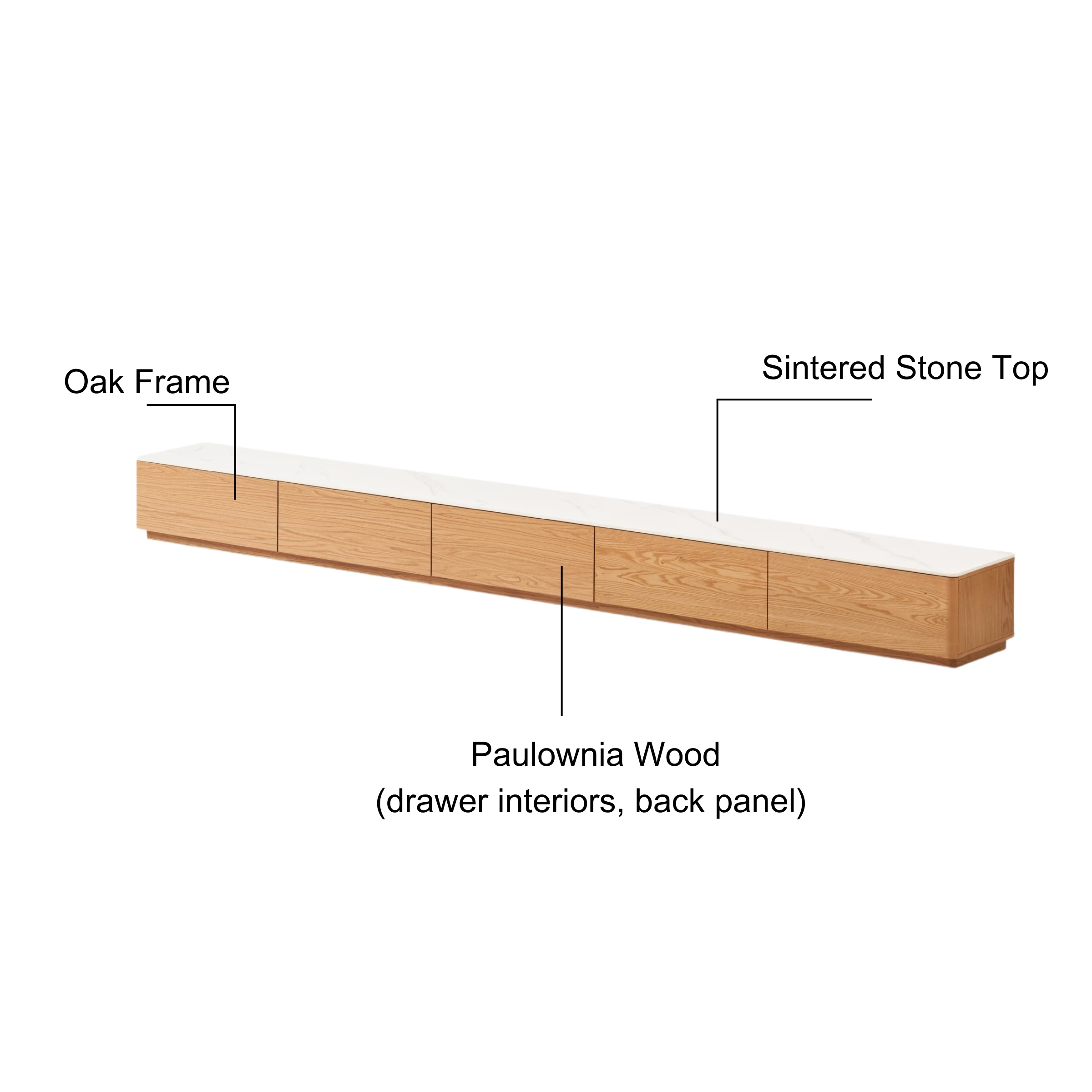 Solidwood Hemura Entertainment Unit with Sintered Stone Top, 3m