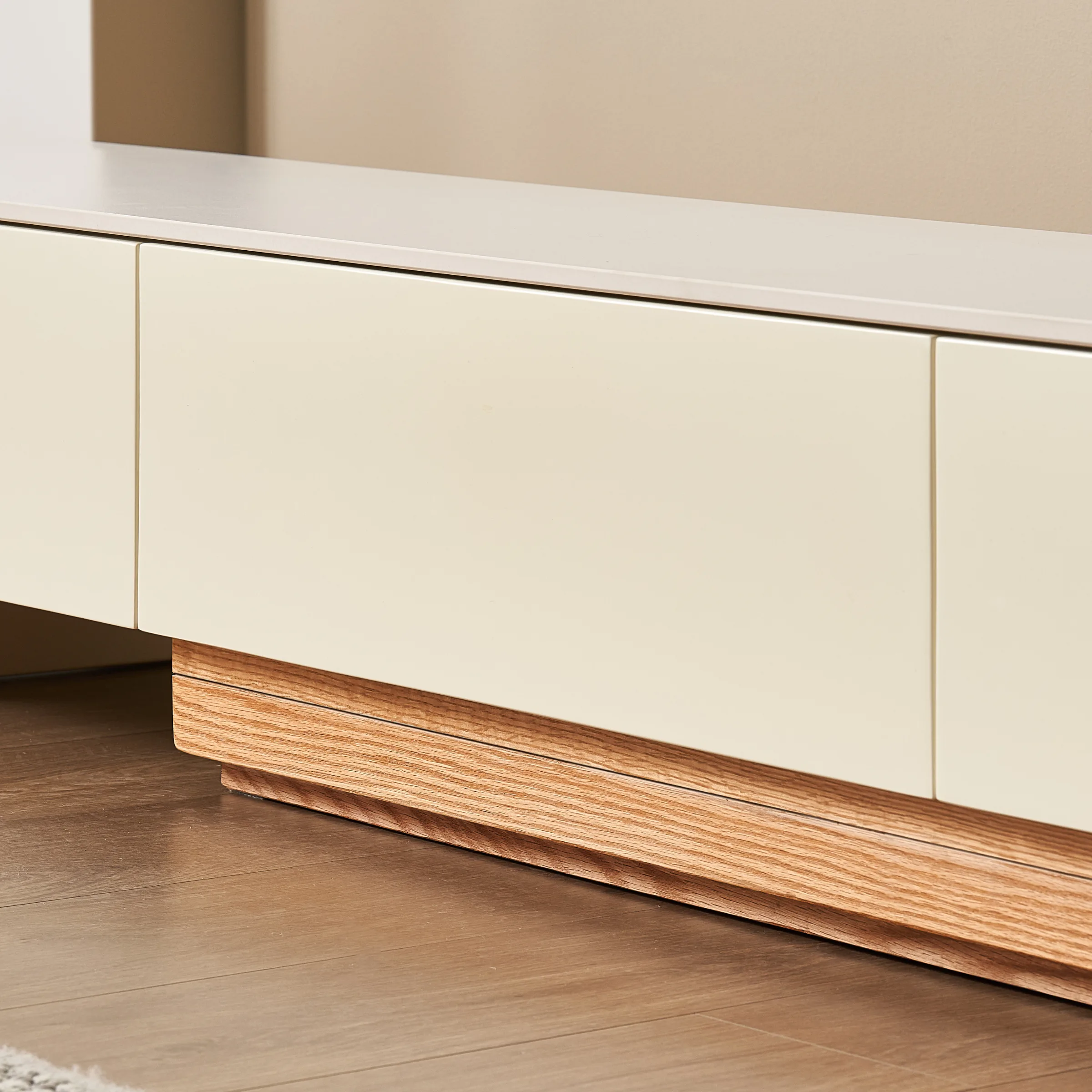 Solidwood Miaco Adjustable Entertainment Unit with Sintered Stone Top