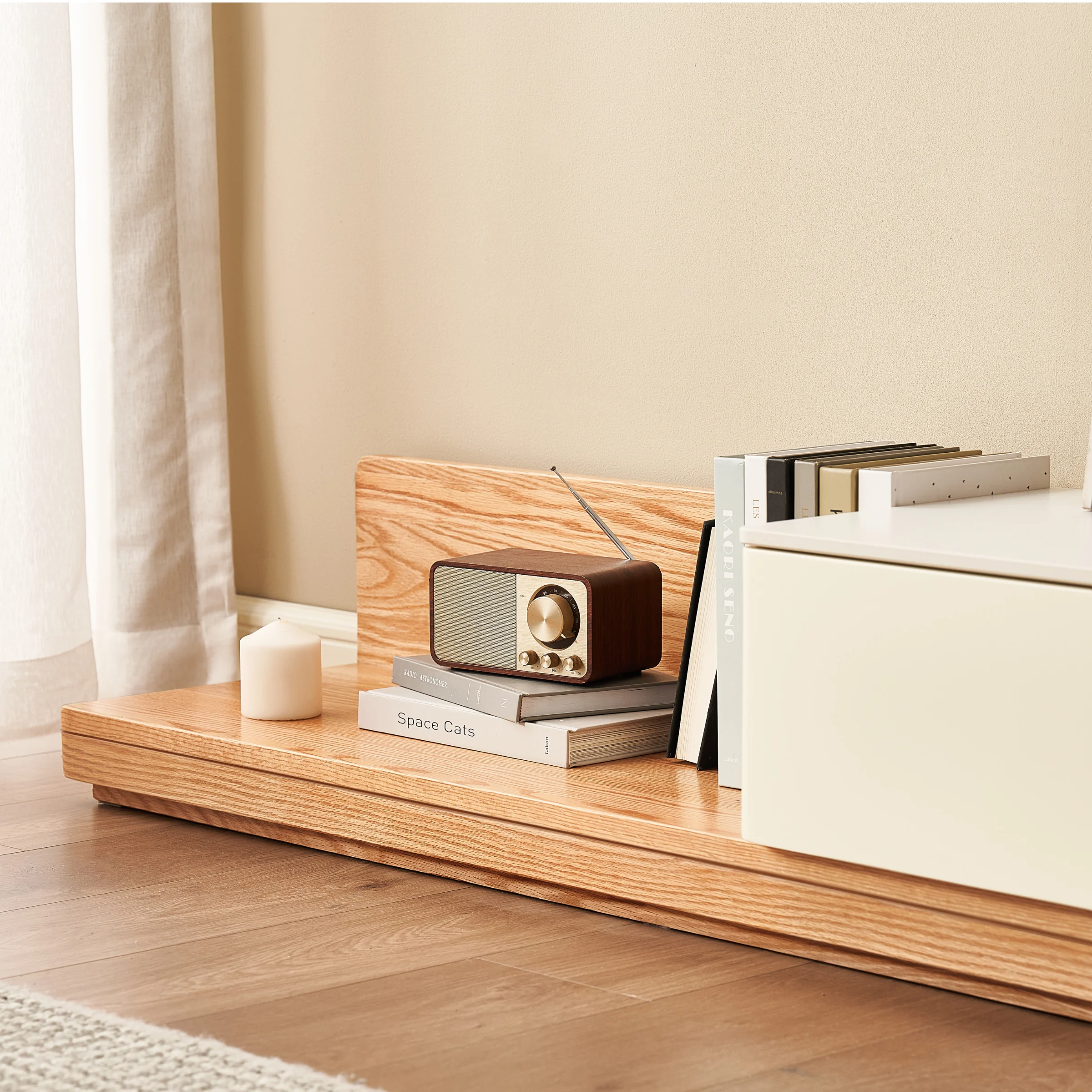 Solidwood Miaco Adjustable Entertainment Unit with Sintered Stone Top
