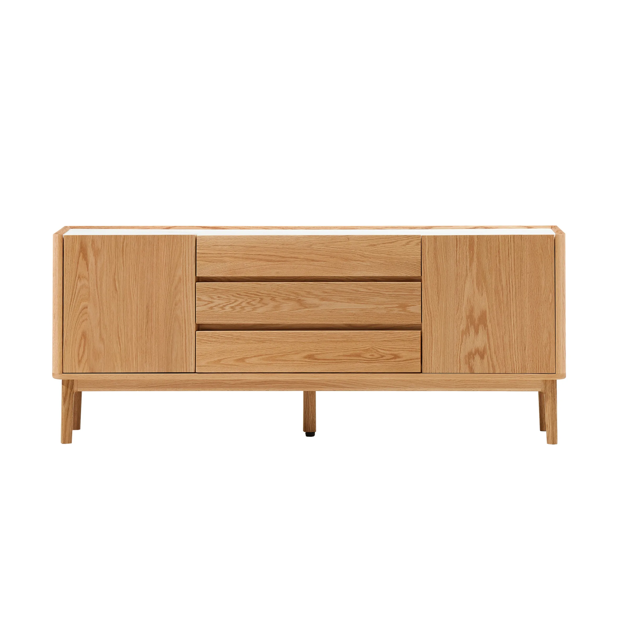Solidwood Hemura Tall Entertainment Unit with Sintered Stone Top