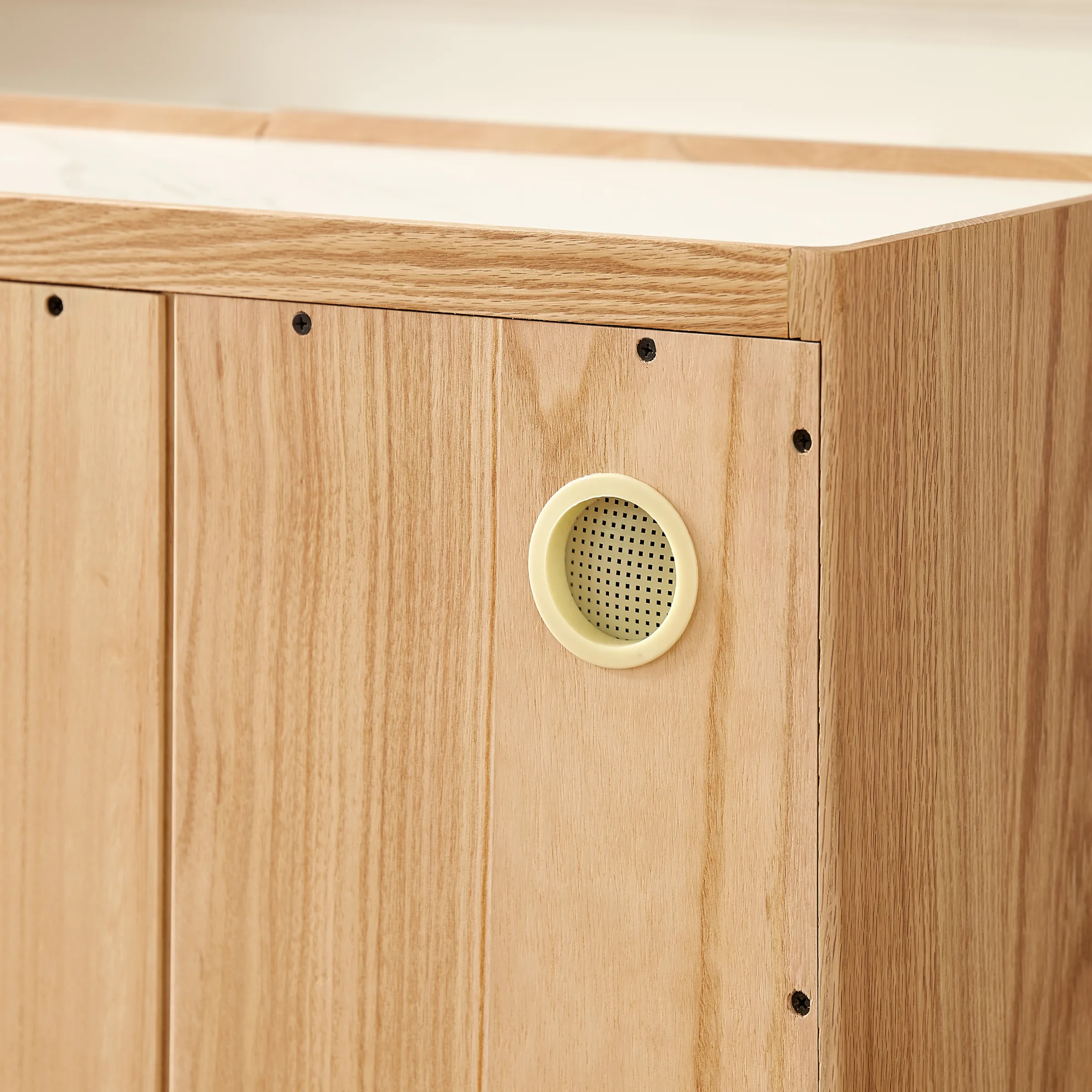 Solidwood Hemura Tall Entertainment Unit with Sintered Stone Top