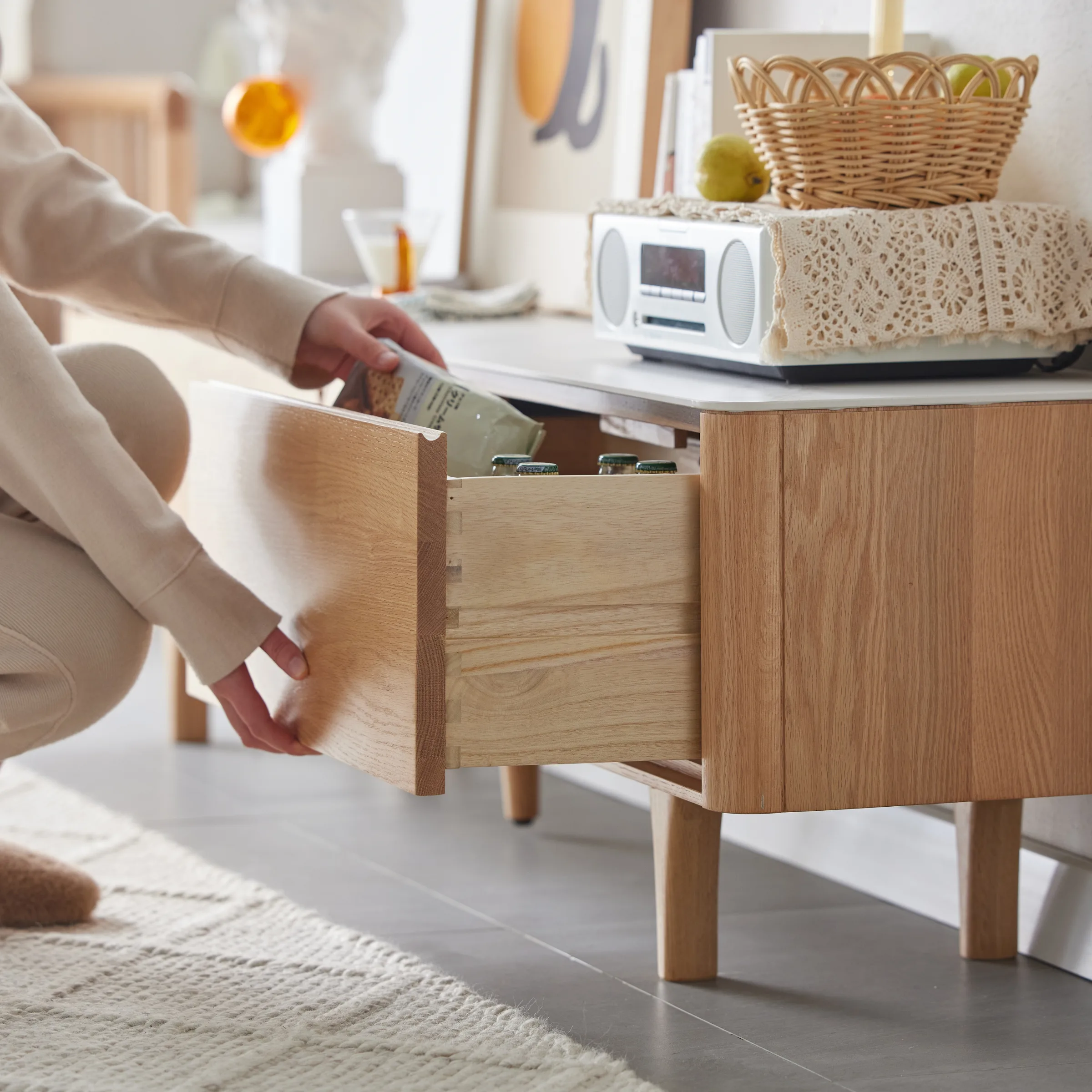 Solidwood Santa Rosa Entertainment Unit with Sintered Stone Top