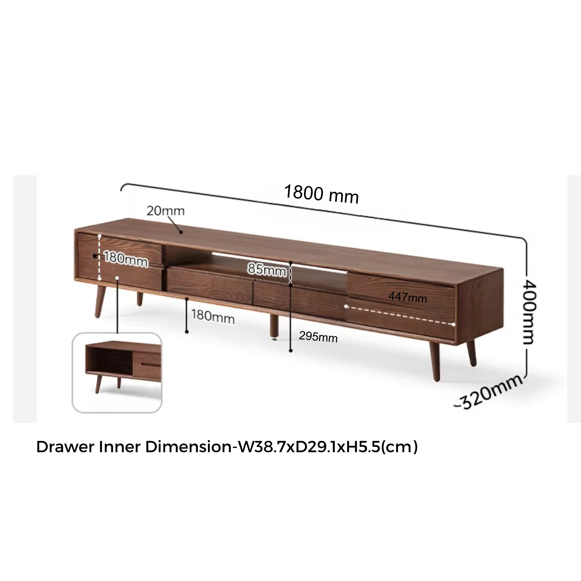 Solidwood Santa Rosa Entertainment Unit, 1.8m