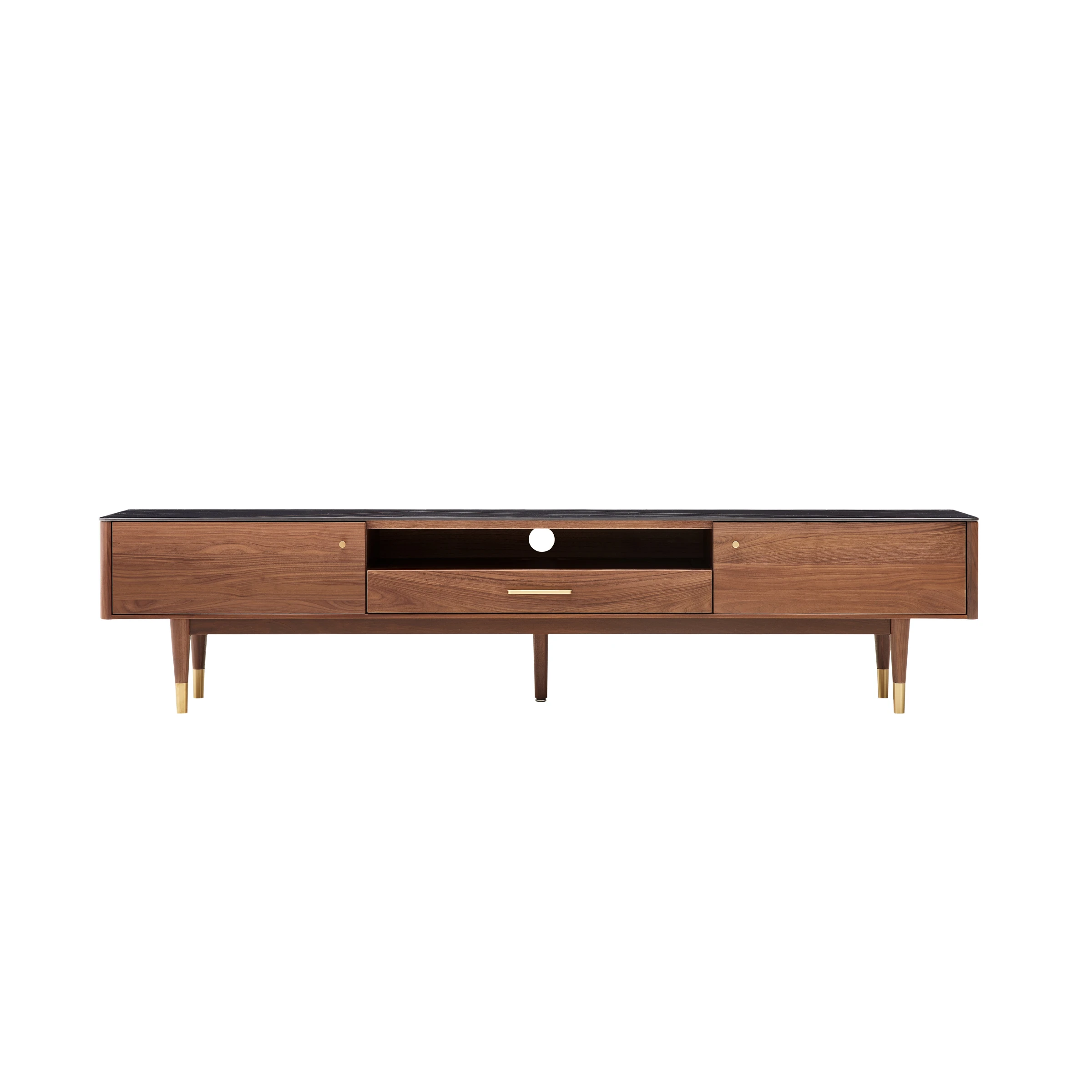 Solidwood Zephyr Walnut Entertainment Unit with Sintered Stone Top