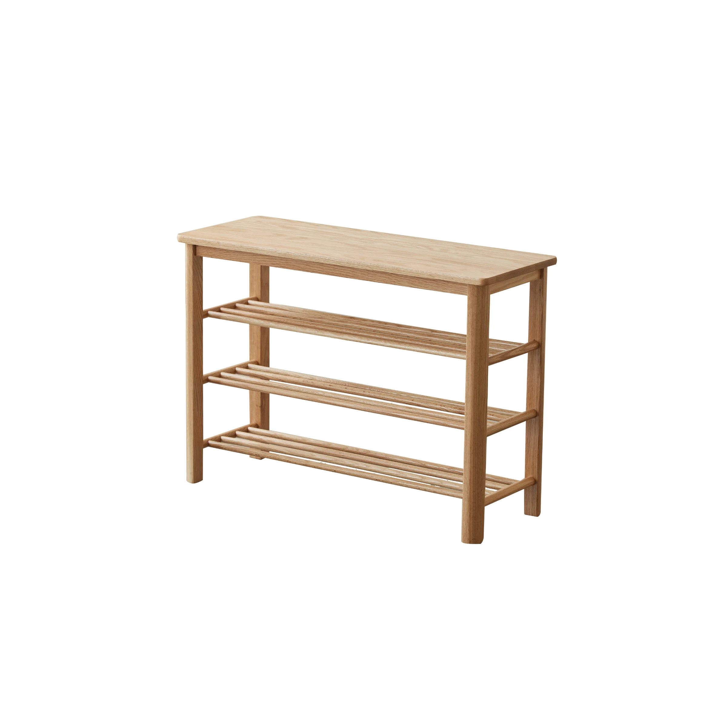 Solidwood Fuji Shoe Bench, 80x30x57cm, Oak
