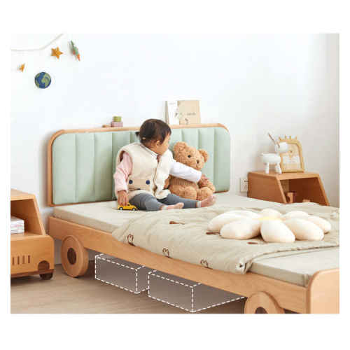 SolidWood Ayla Car Styling Small Double Bed Frame, Beech