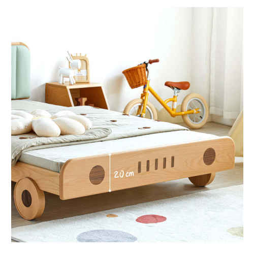 Solidwood Ayla Car Styling Bed Frame, 129x209CM, Beech