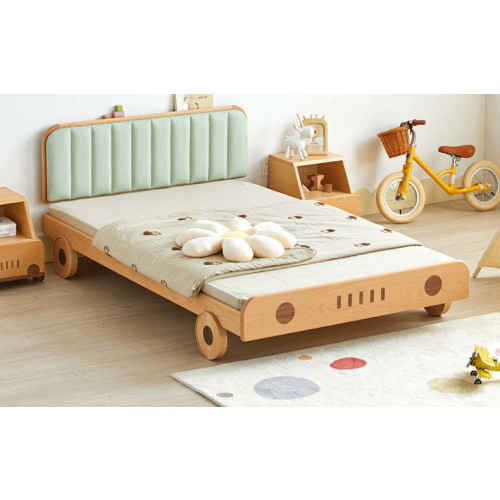 Solidwood Ayla Car Styling Bed Frame, 129x209CM, Beech