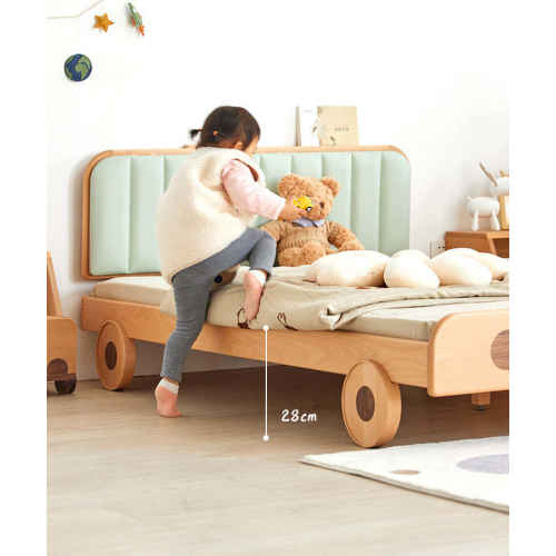 Solidwood Ayla Car Styling Bed Frame, 129x209CM, Beech