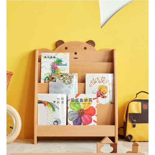 Solidwood Ayla Bear Styling Bookshelf of Four-tier, 60x27CM, Beech