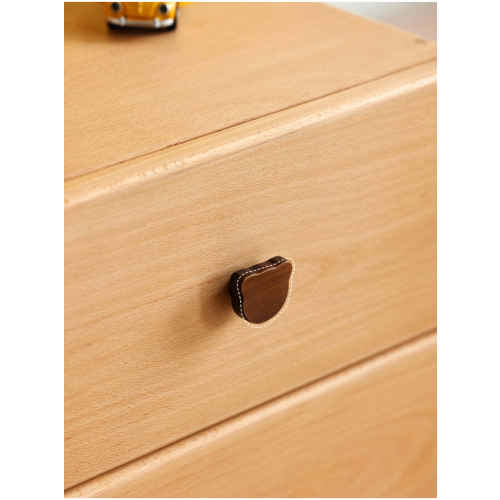 Solidwood Ayla Double Drawer Bedside Table, 40x35CM, Beech